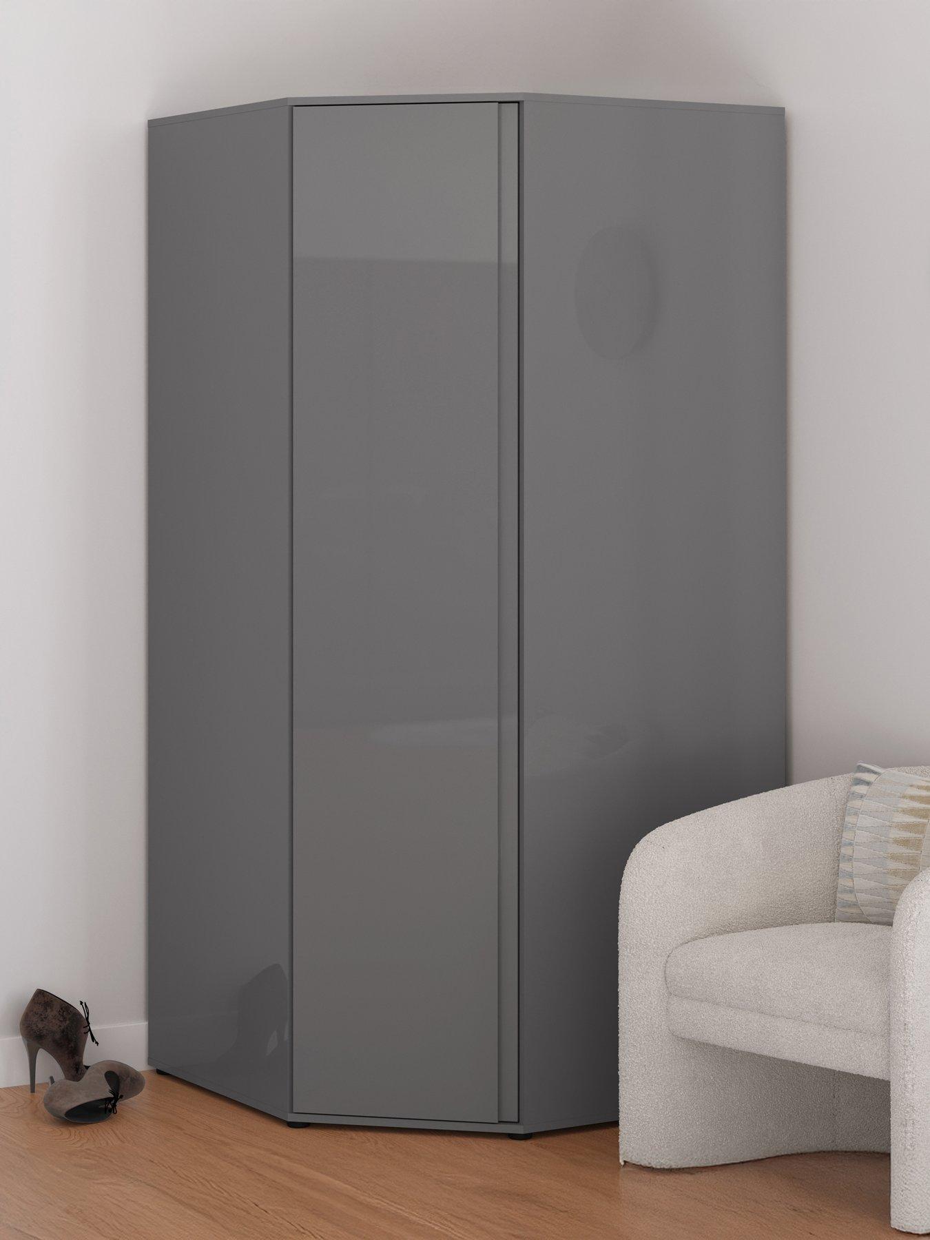 undefined Layton Gloss Corner Wardrobe - Grey - FSC® Certified