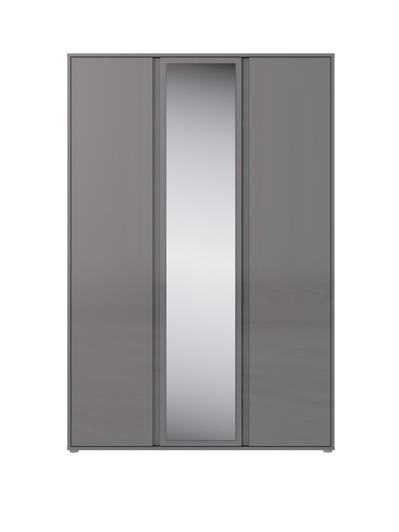 Image 2 of 7 of Very Home Layton Gloss 3 Door Mirrored Wardrobe - Grey - FSC&reg; Certified