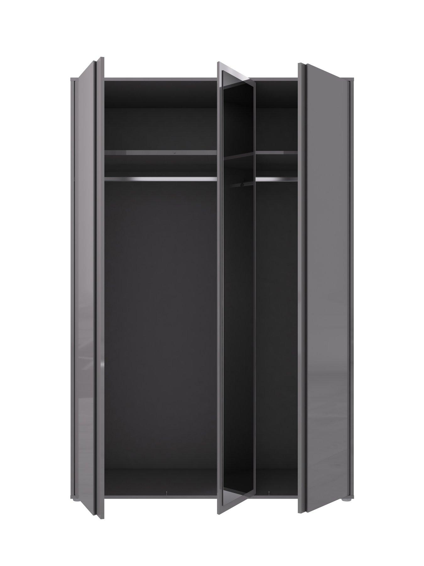 Image 4 of 7 of Very Home Layton Gloss 3 Door Mirrored Wardrobe - Grey - FSC&reg; Certified