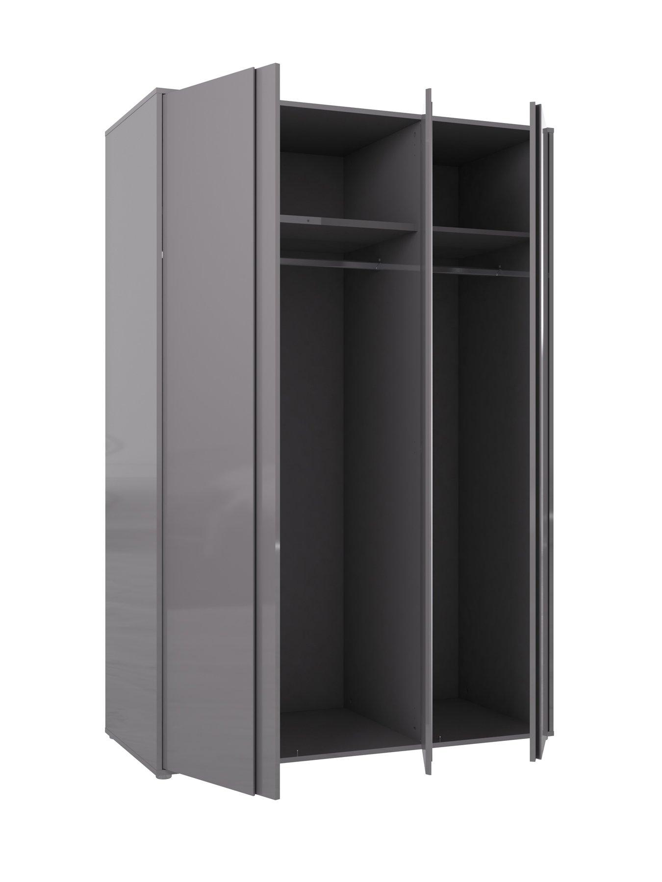 Image 5 of 7 of Very Home Layton Gloss 3 Door Mirrored Wardrobe - Grey - FSC&reg; Certified