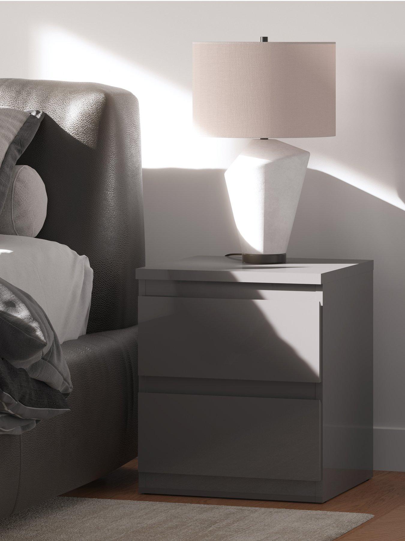 undefined Layton Gloss 2 Drawer Bedside - Grey - FSC® Certified