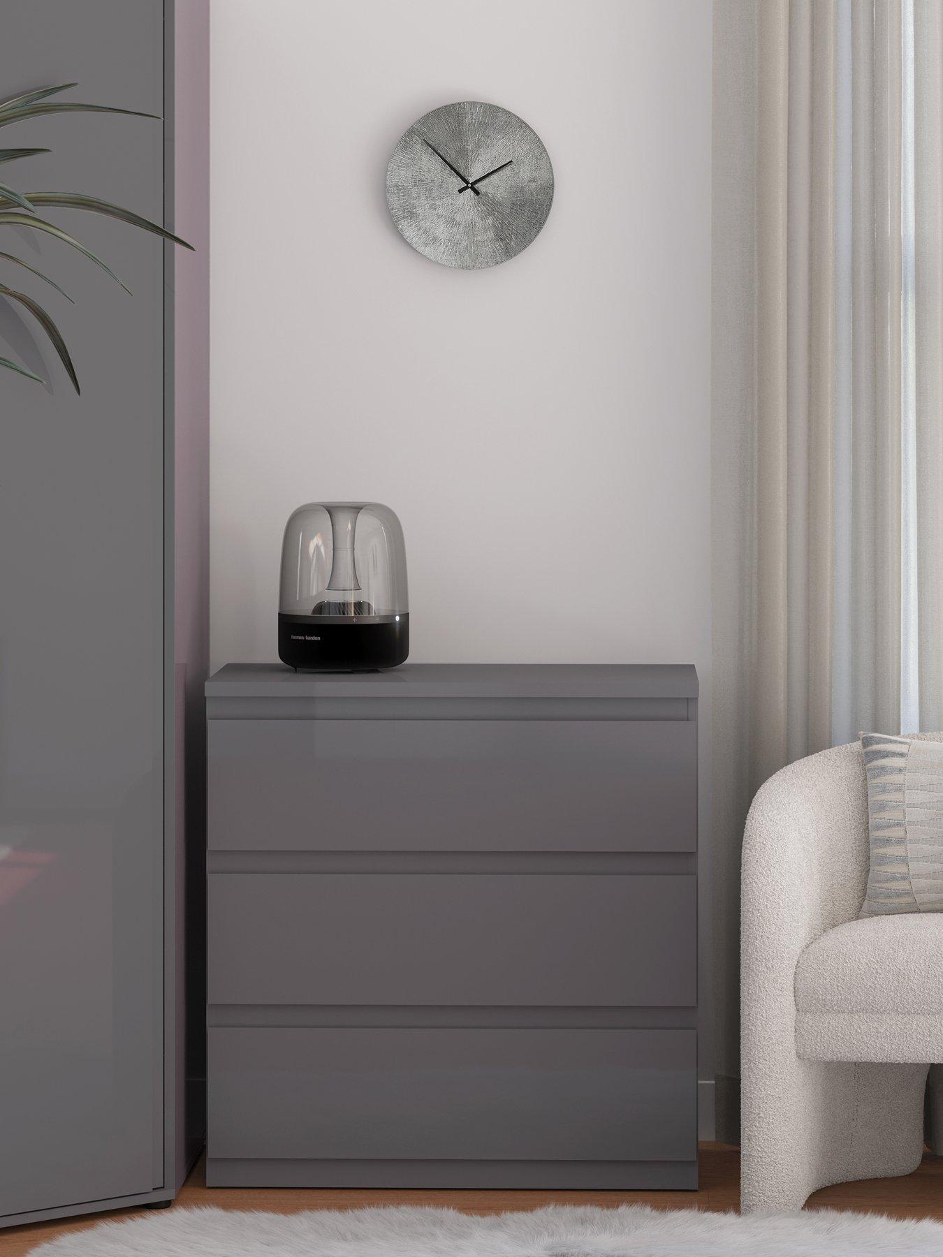 undefined Layton Gloss 3 Drawer Chest - Grey - FSC® Certified