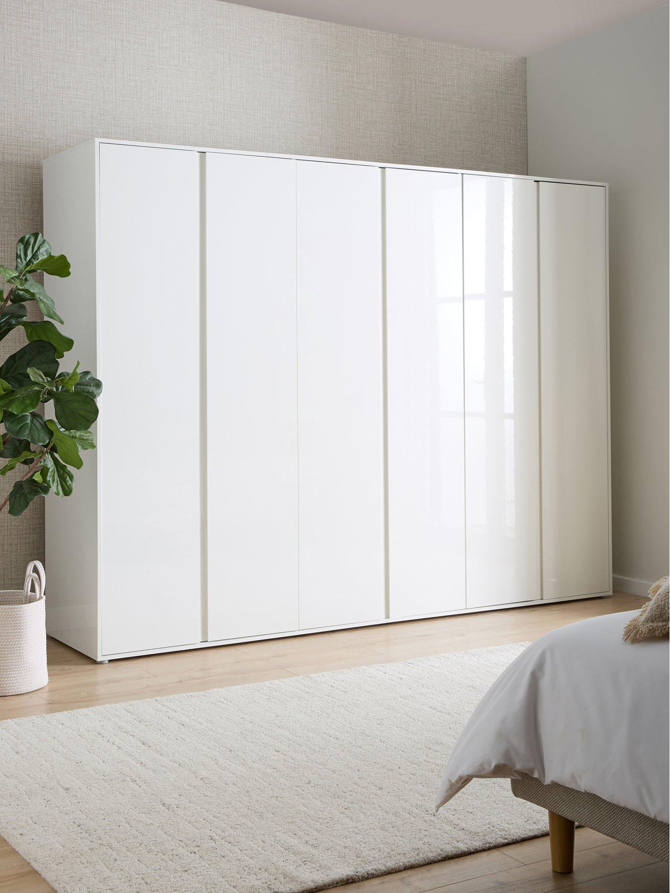 undefined Layton Gloss 6 Door Wardrobe - White  - FSC® Certified