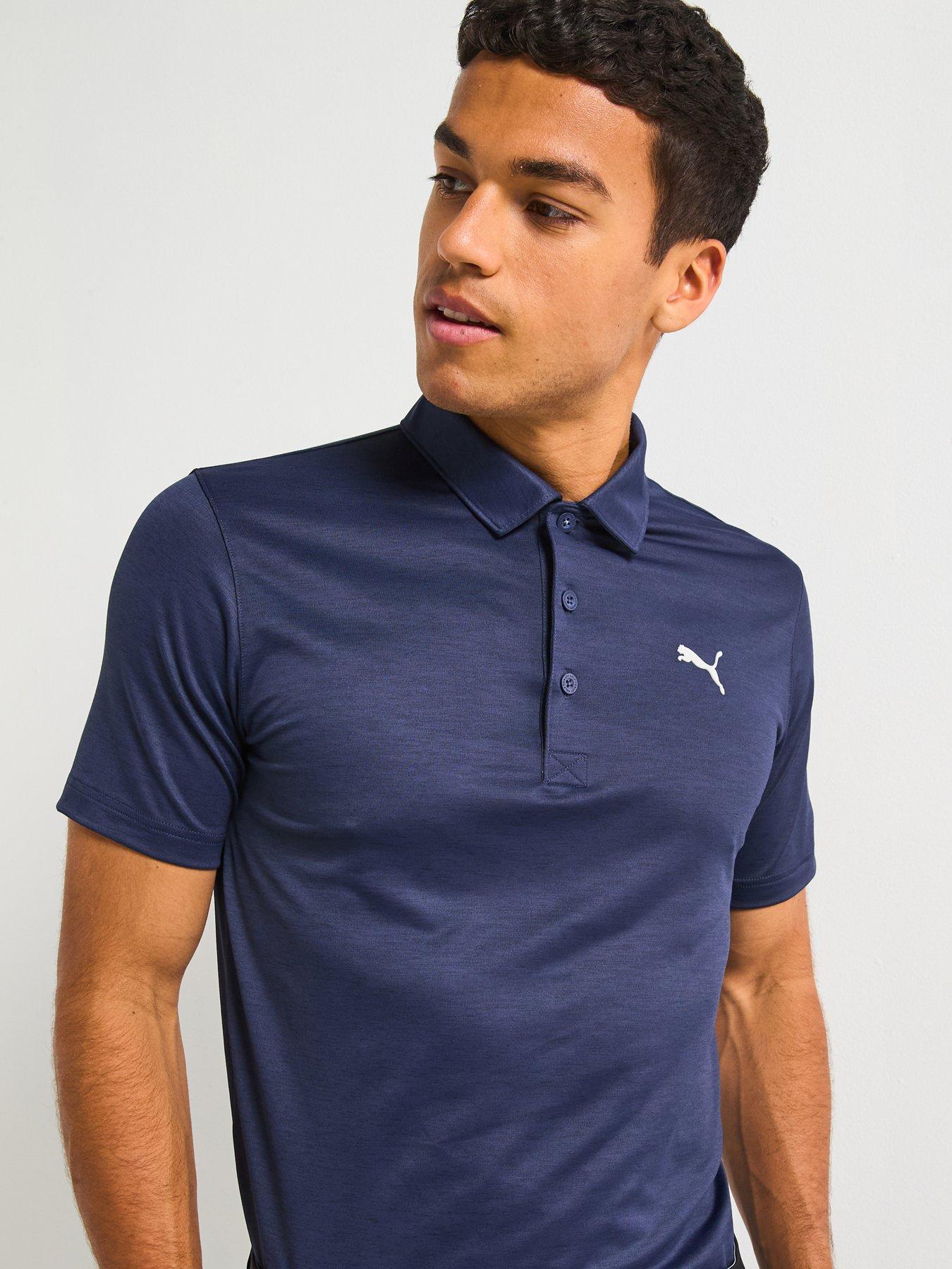 Image 4 of 4 of Puma Mens Golf Icon Heather Polo Shirt 20 - Deep Navy Heather
