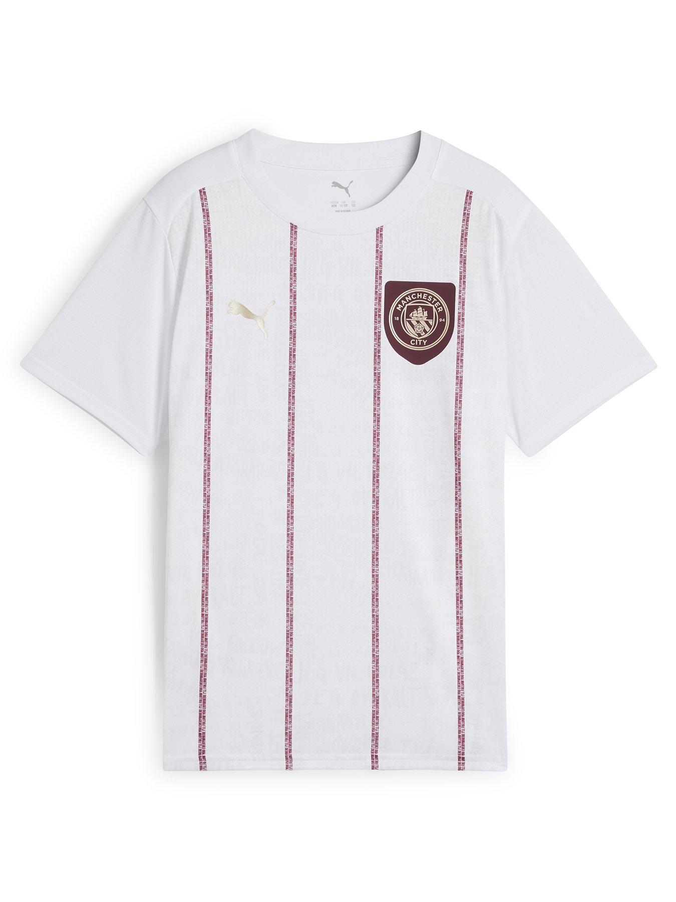 undefined Junior MCFC Prematch Short Sleeve Jersey - White