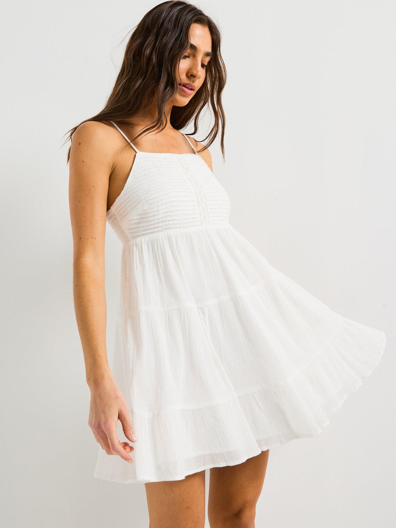 undefined Shirred Detail Cami Dress White