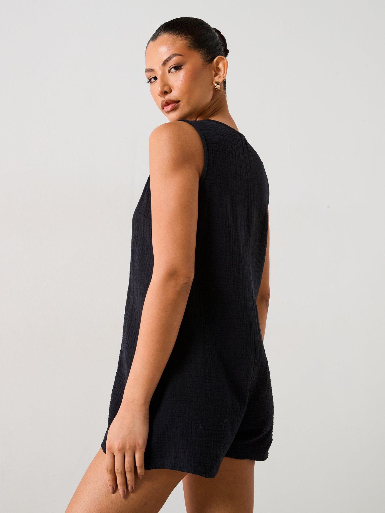 Image 2 of 6 of V by Very Cheesecloth Playsuit -&nbsp;Black
