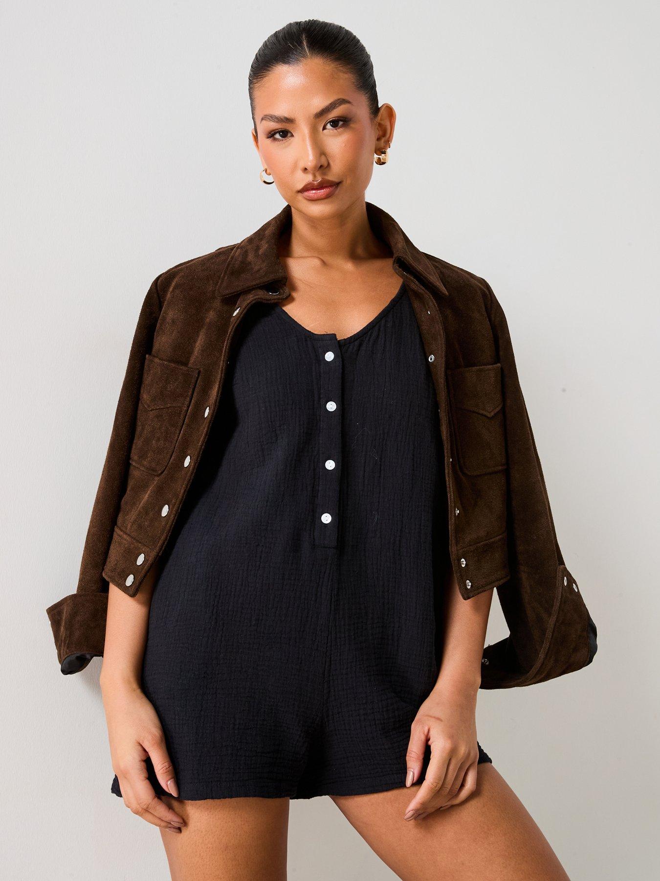 Image 6 of 6 of V by Very Cheesecloth Playsuit -&nbsp;Black