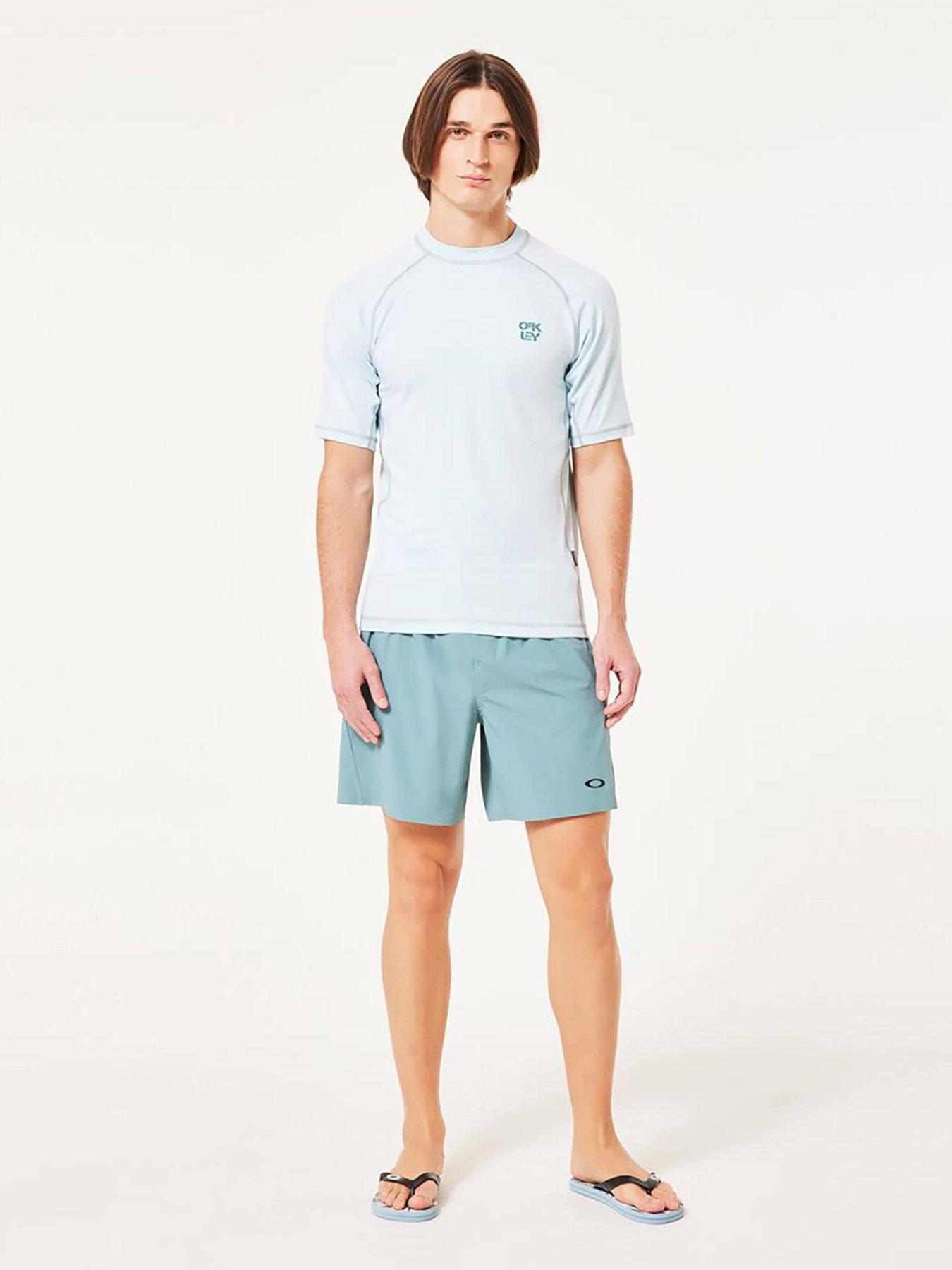 Oakley Mens Coral Short Sleeve Rashguard - Light Blue