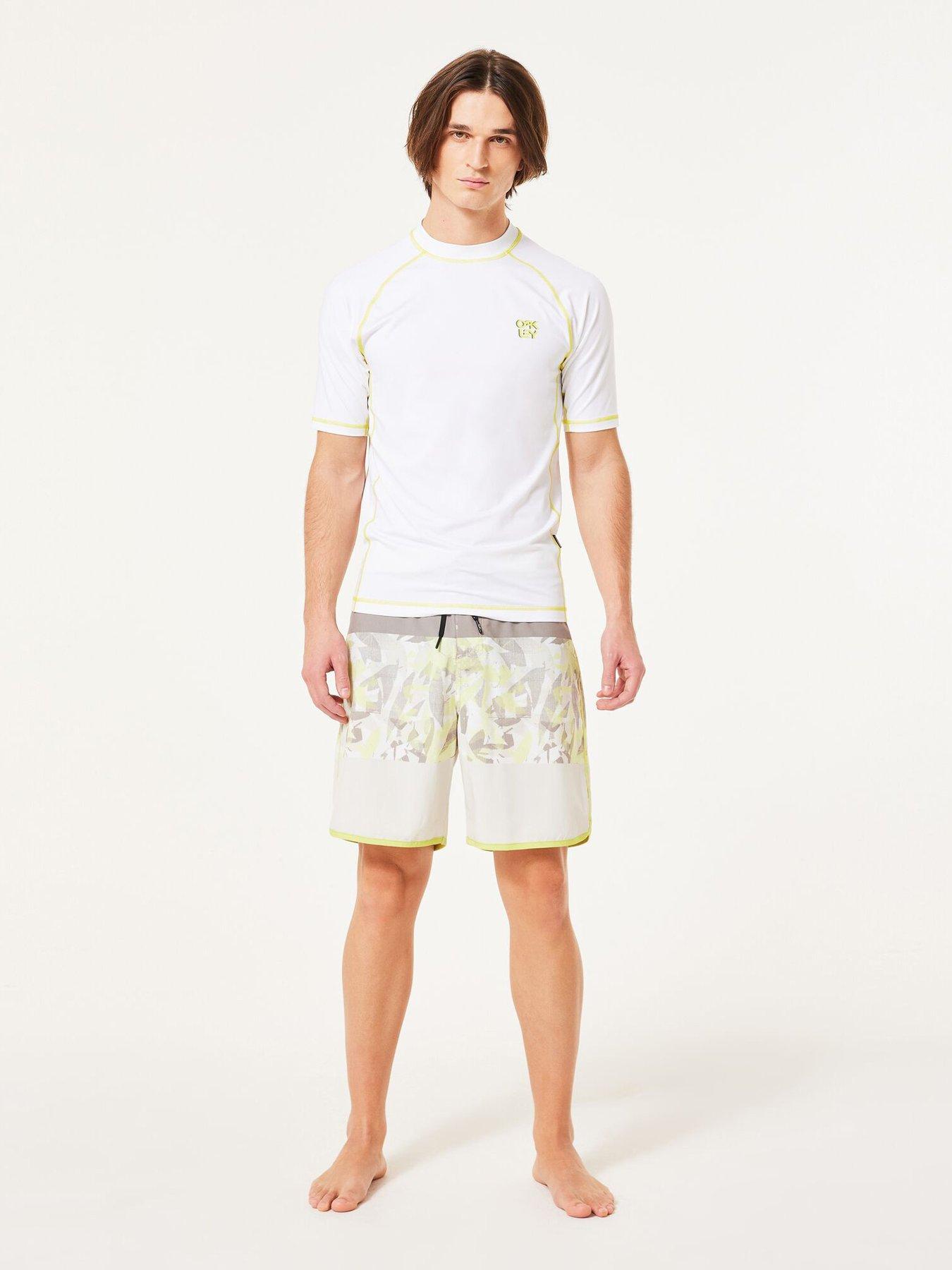 undefined Mens Coral Short Sleeve Rashguard - White