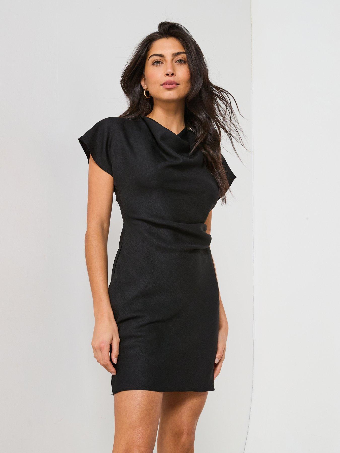 undefined Draped Textured Mini Dress - Black