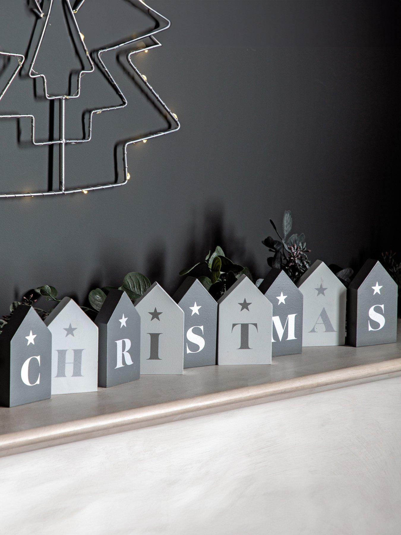 Product photograph of Gallery Christmas Blocks Grey Wht Set Of 9 from very.co.uk