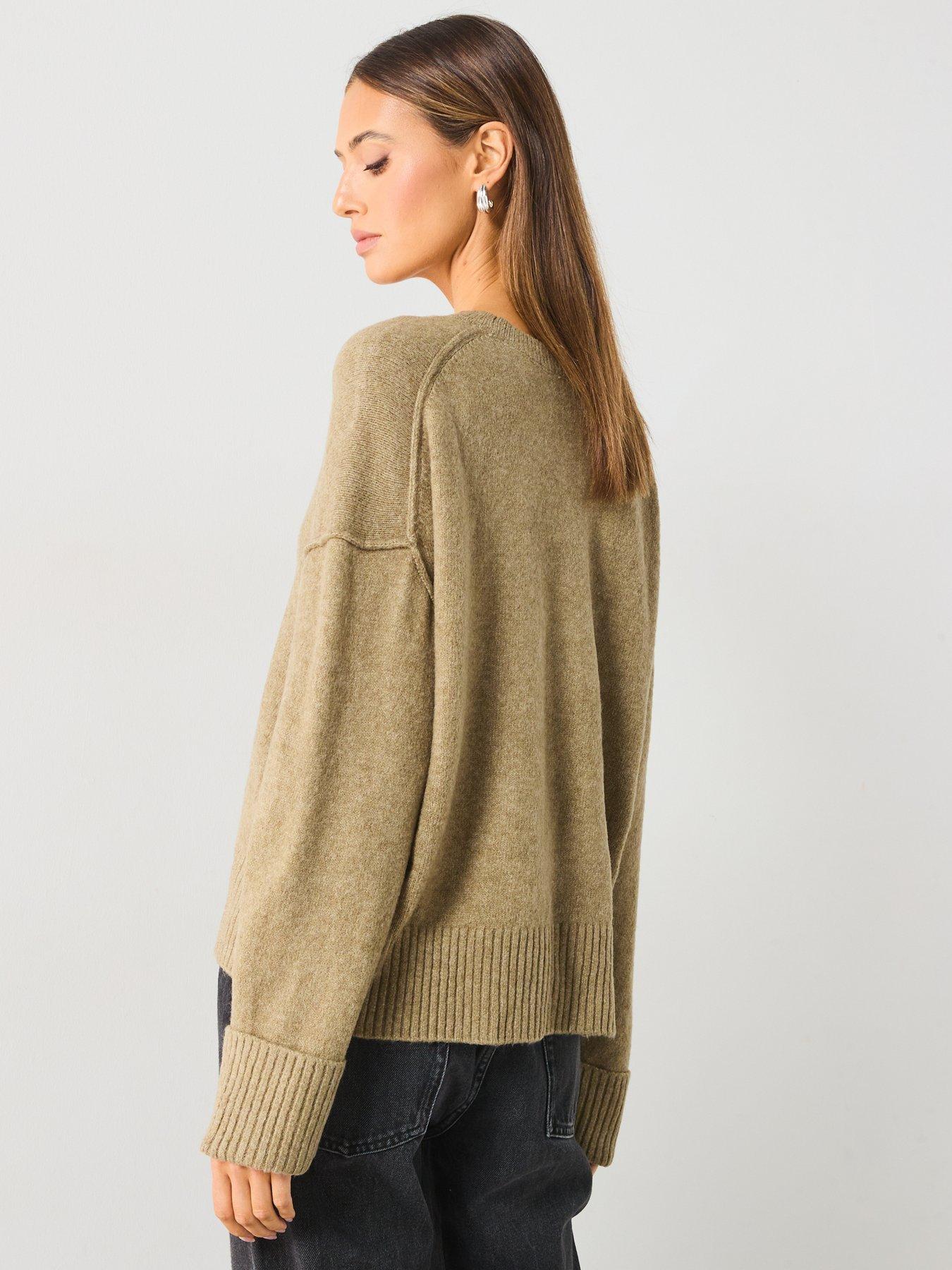 5110100 Khaki V-Neck Jumper
