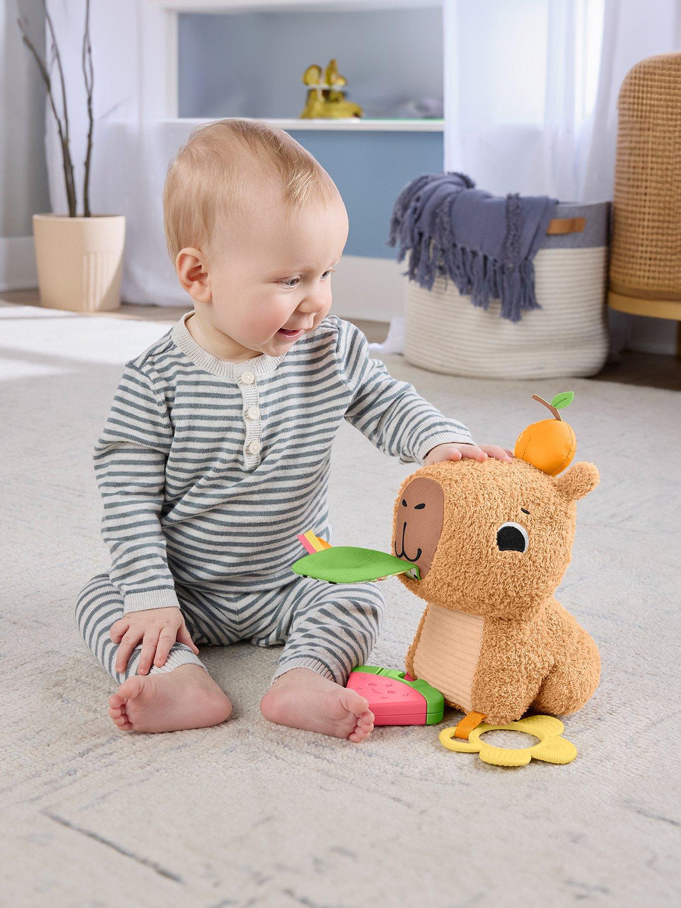 Snuggly Snacky Capybara Plush Baby Sensory Toy with Teether Rattle for Newborns