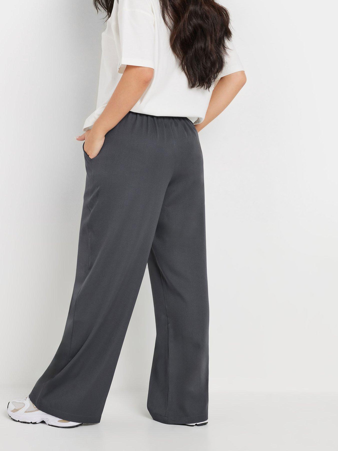Image 2 of 4 of PixieGirl Petite Tie Waist Wide Leg Trouser - Grey