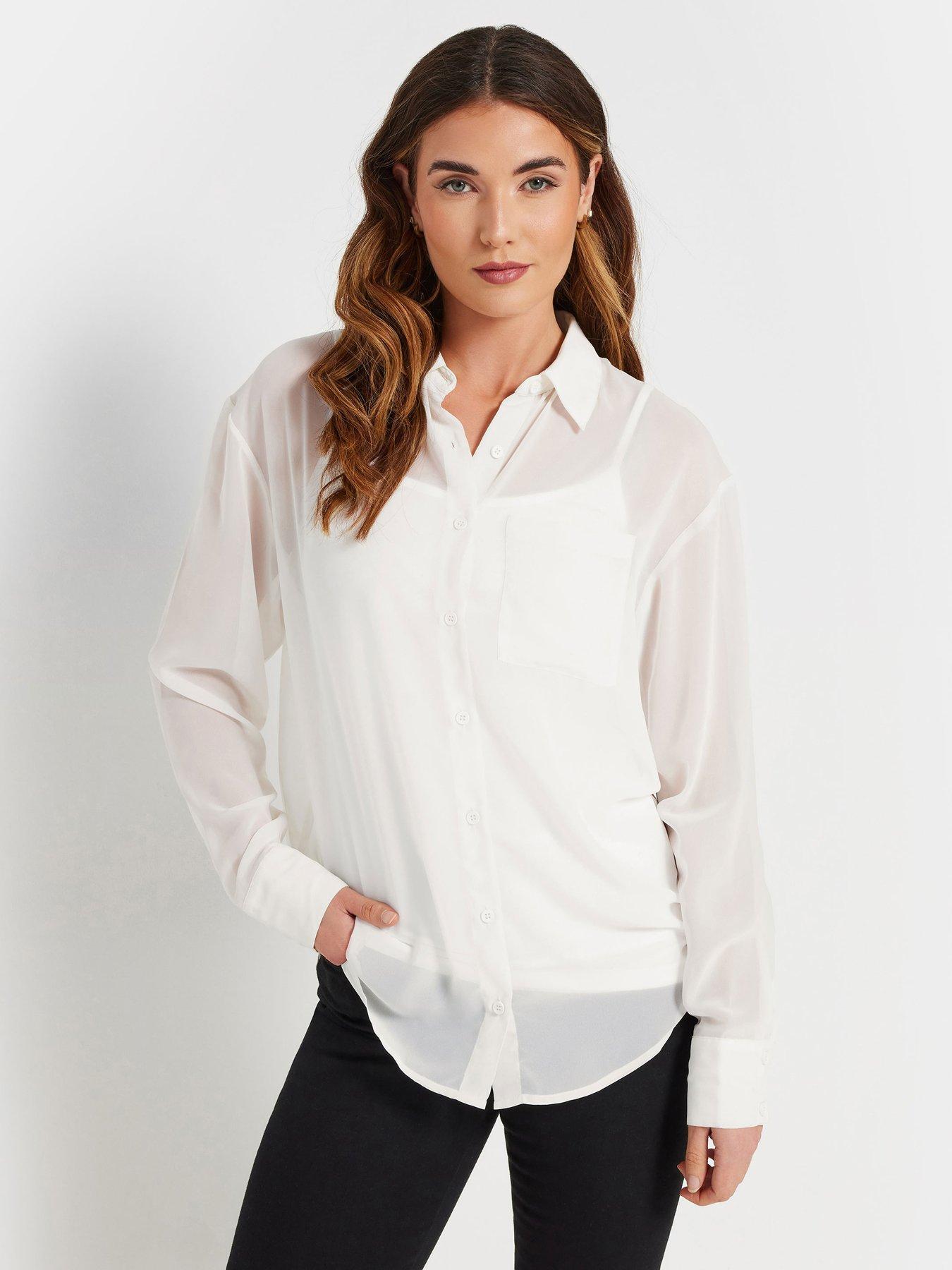 Image 1 of 4 of Long Tall Sally Georgette Sheer Shirt - Ivory
