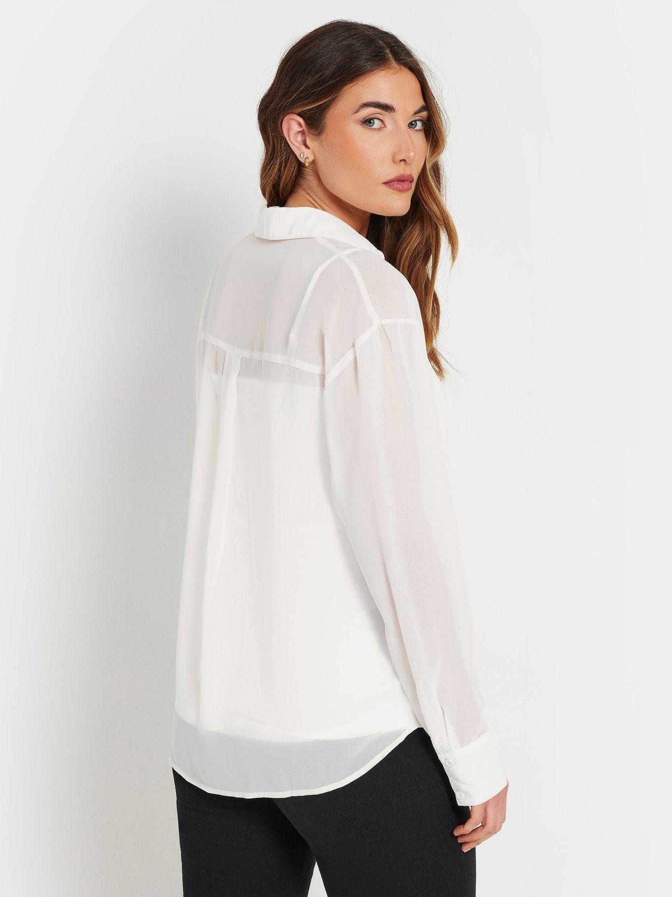 Image 2 of 4 of Long Tall Sally Georgette Sheer Shirt - Ivory