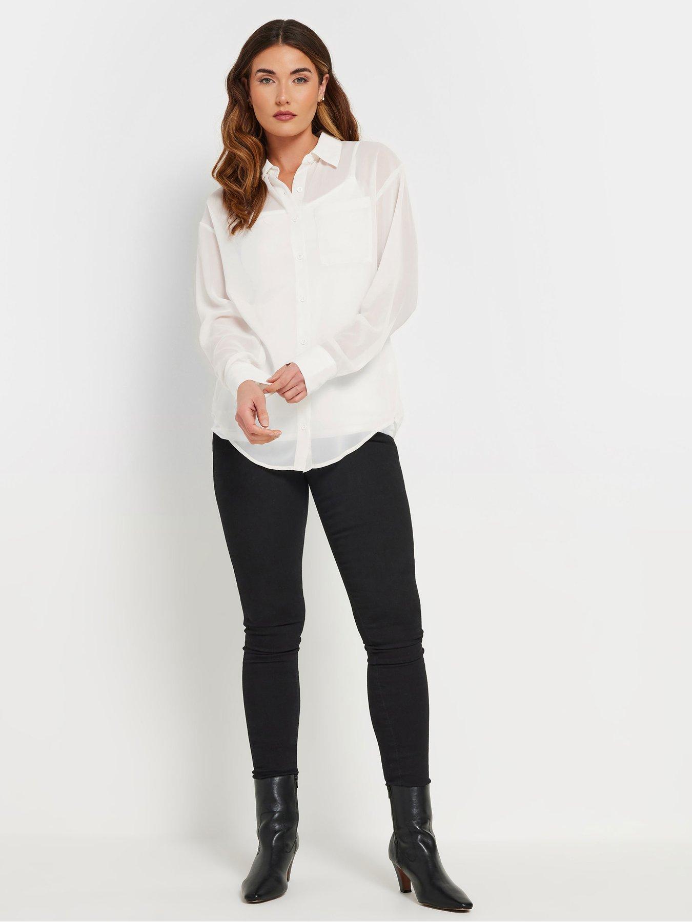 Image 3 of 4 of Long Tall Sally Georgette Sheer Shirt - Ivory