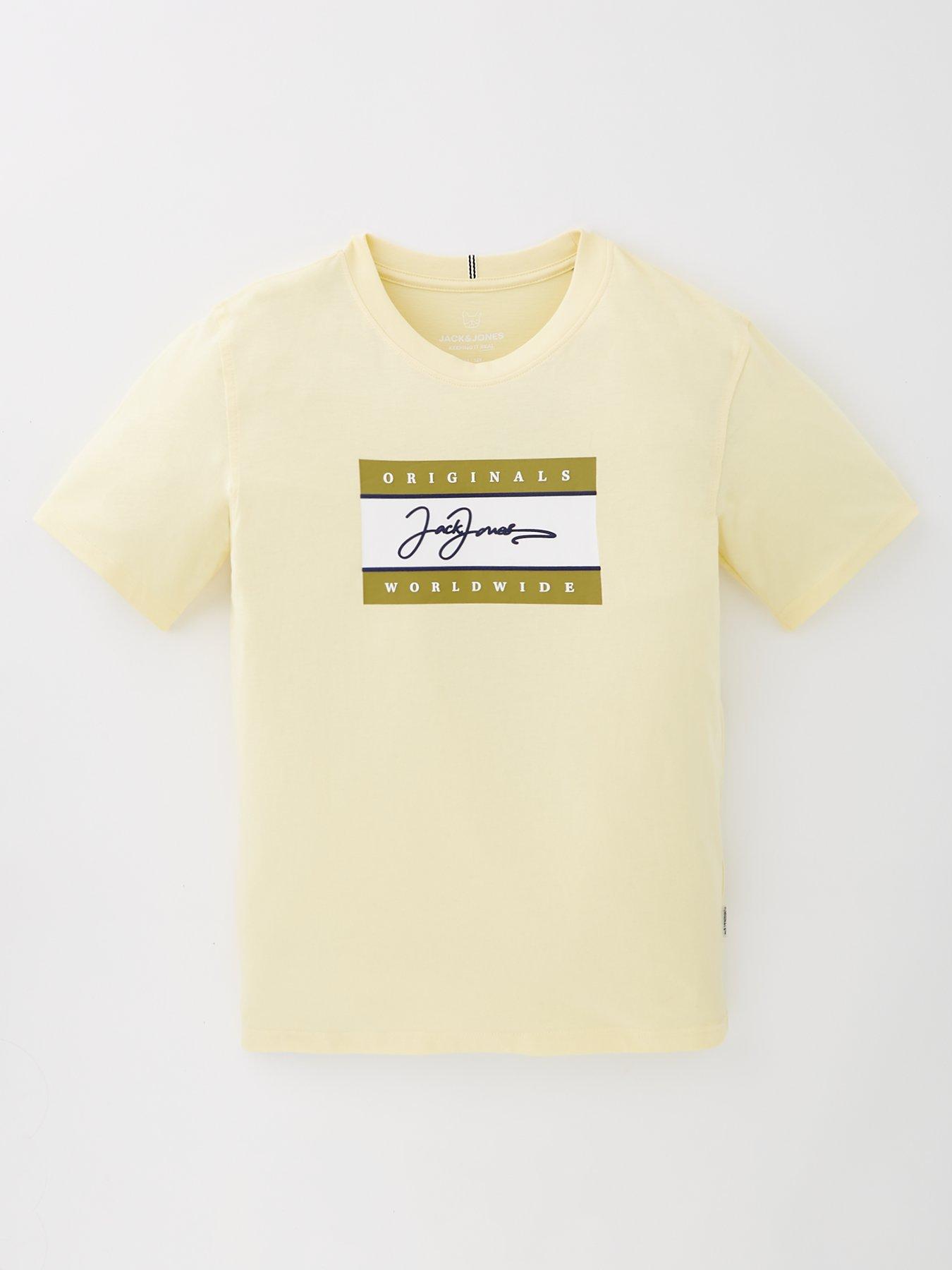 Jack & Jones Junior Boys Frederiksberg Boxscript Short Sleeve T-Shirt - Double Cream
