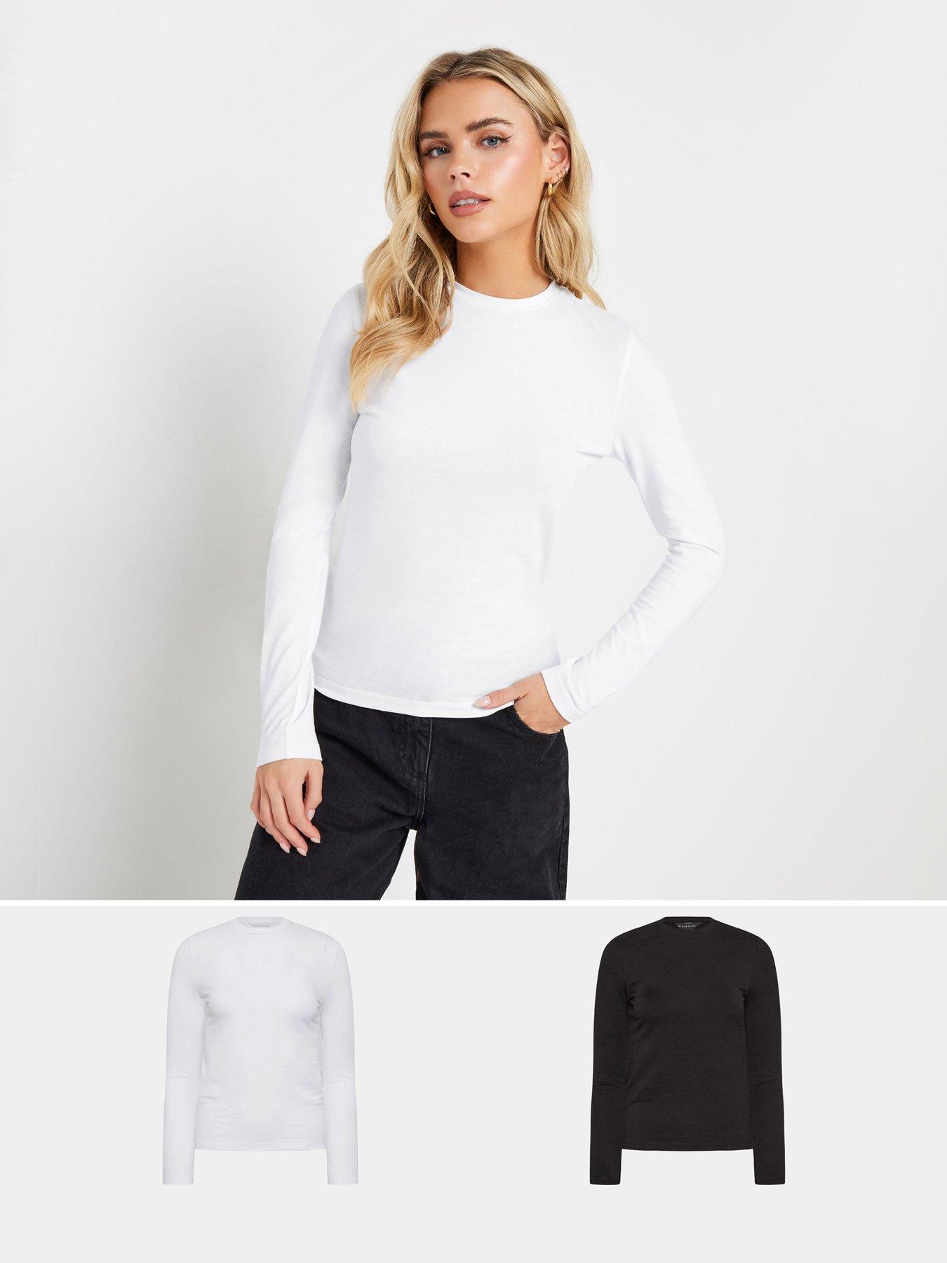 undefined Petite 2 Pack Long Sleeve Fitted T Shirt - Multi