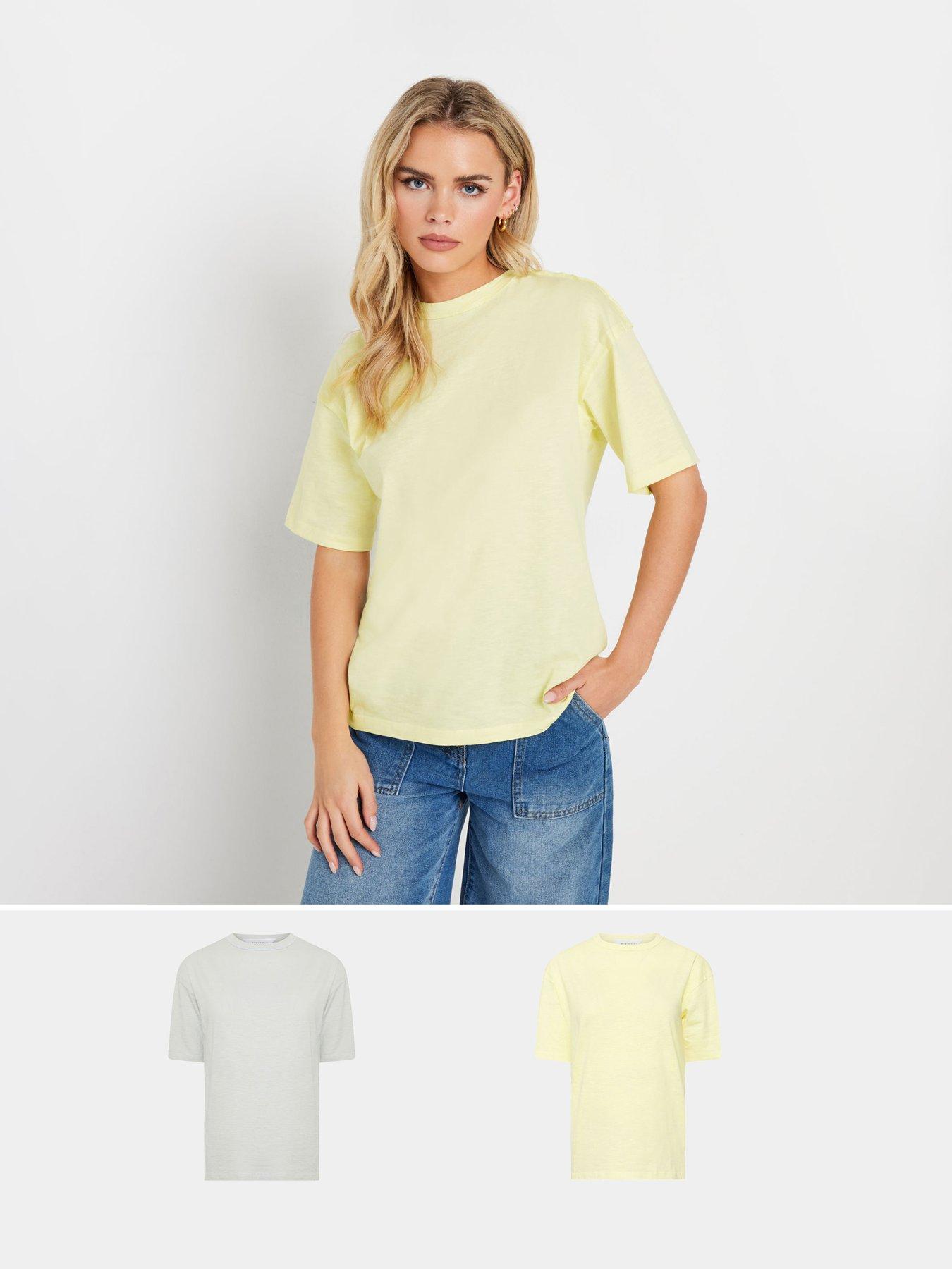 undefined Petite 2 Pack Seam Detail Short Sleeve T-shirt - Grey