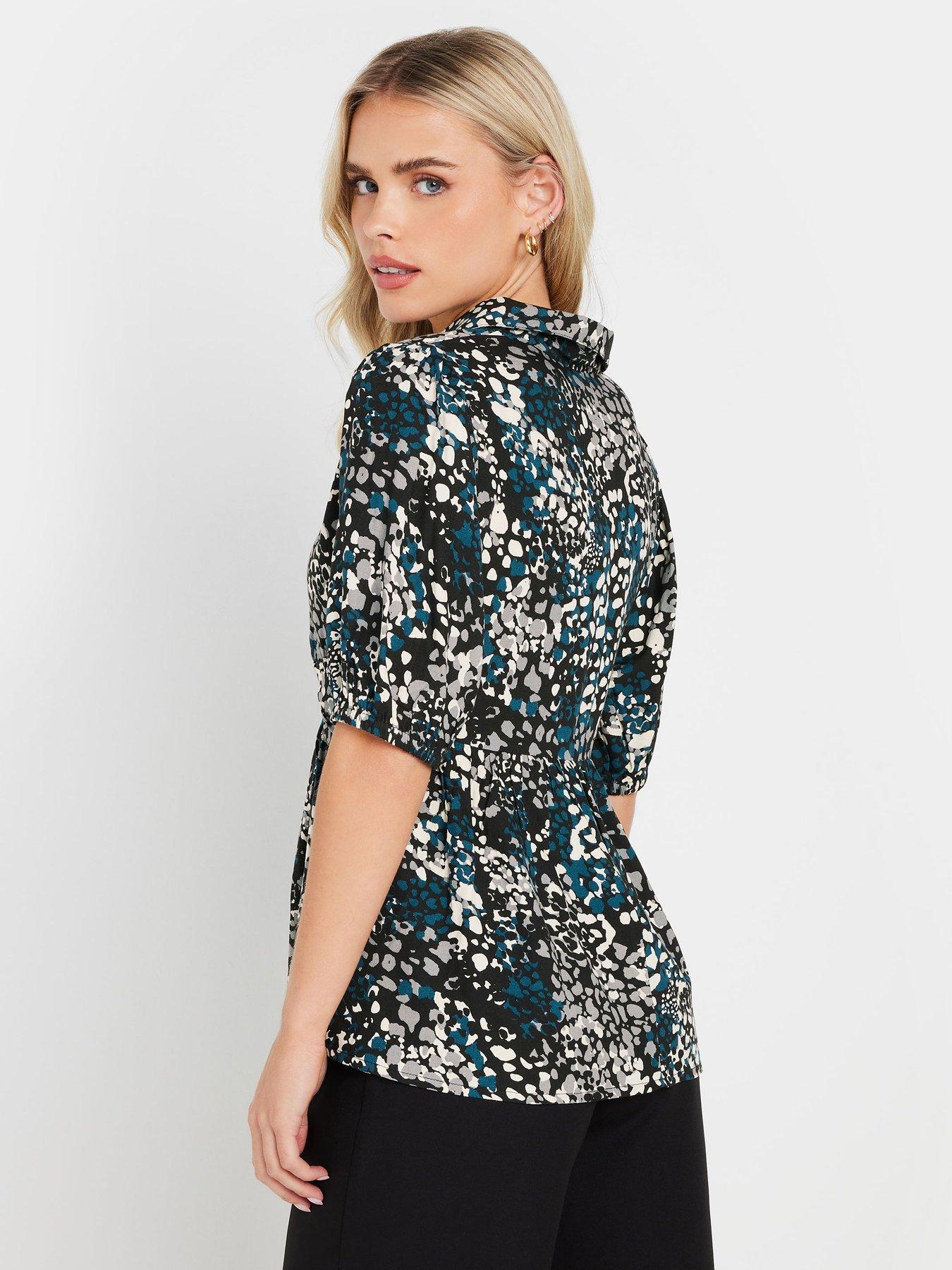 Image 2 of 4 of PixieGirl Petite Animal Twist Front Collar Top - Blue