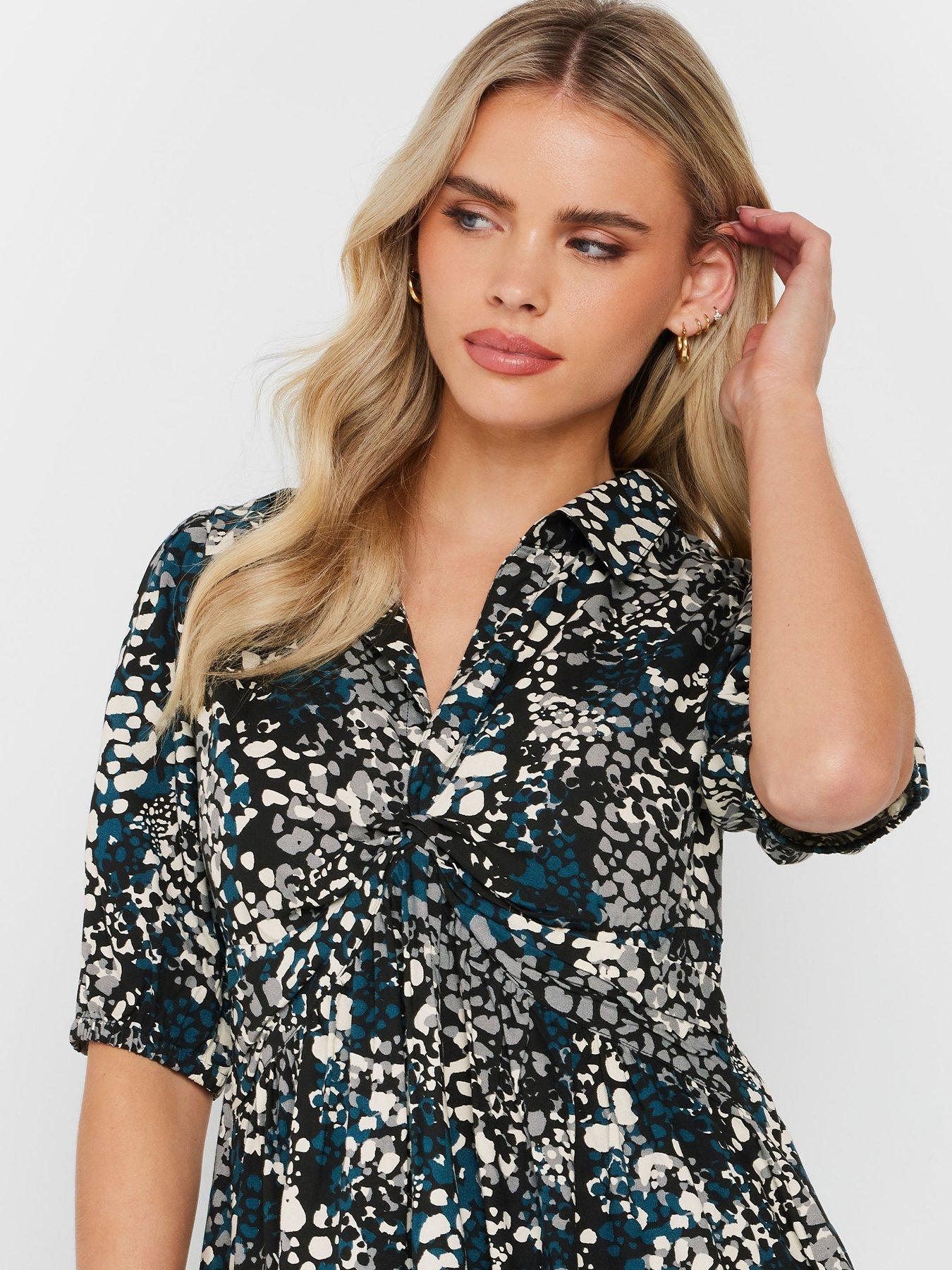 Image 4 of 4 of PixieGirl Petite Animal Twist Front Collar Top - Blue