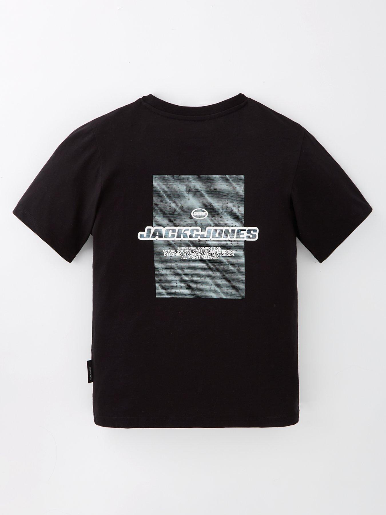 Image 2 of 4 of Jack & Jones Junior Boys Back Print Short Sleeve T-Shirt - Black