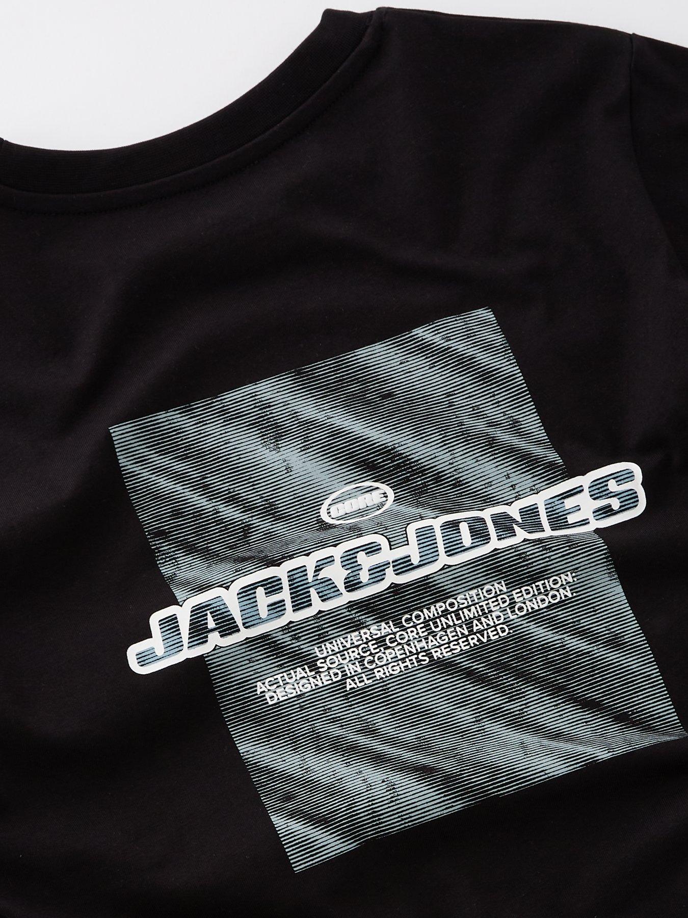 Image 3 of 4 of Jack & Jones Junior Boys Back Print Short Sleeve T-Shirt - Black