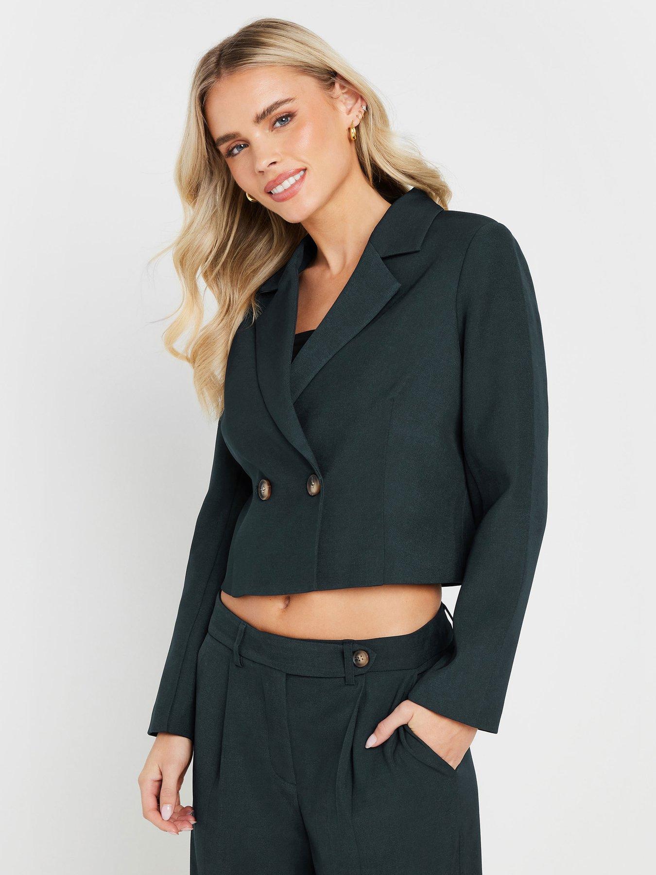 Image 1 of 4 of PixieGirl Petite Button Short Blazer - Blue