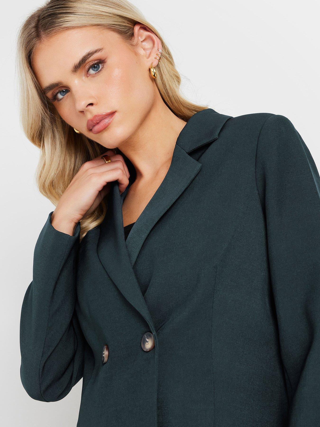 Image 4 of 4 of PixieGirl Petite Button Short Blazer - Blue
