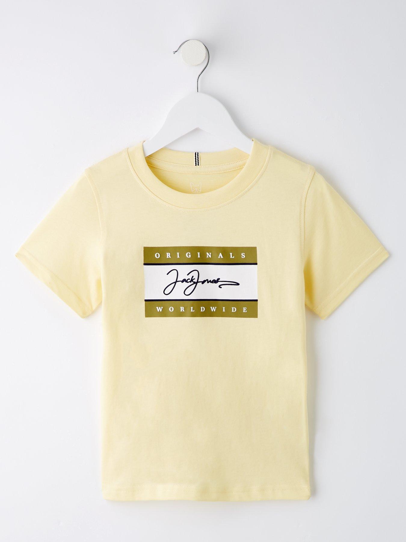 Image 1 of 4 of Jack & Jones Mini Younger Boys Frederiksberg Boxscript Short Sleeve T-Shirt - Double Cream