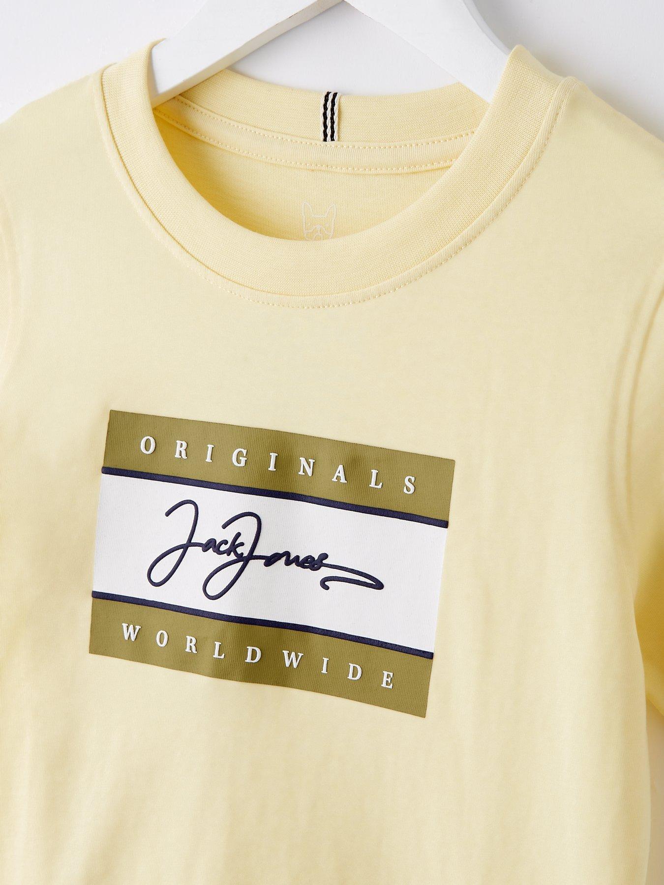 Image 3 of 4 of Jack & Jones Mini Younger Boys Frederiksberg Boxscript Short Sleeve T-Shirt - Double Cream