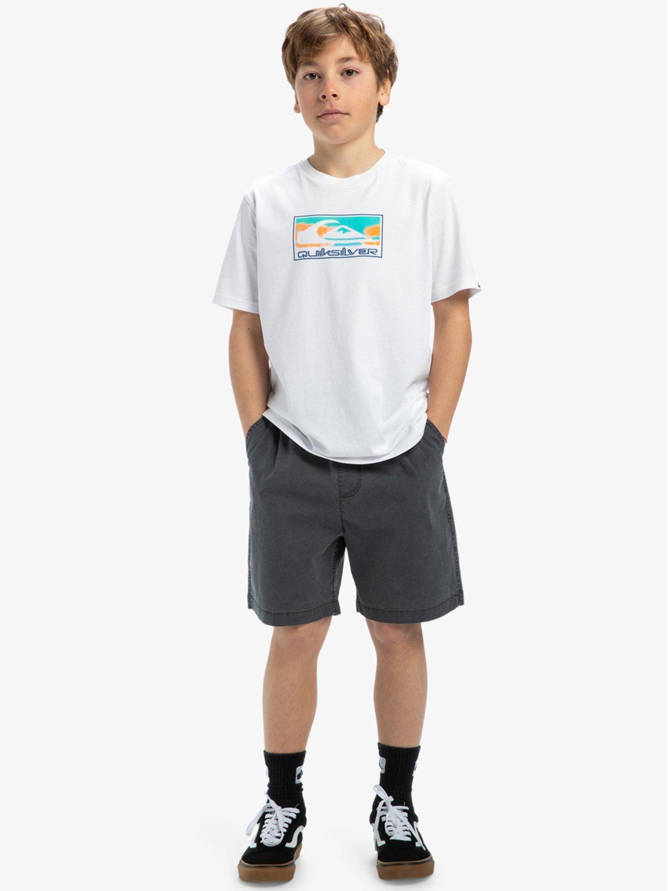 Image 2 of 4 of Quiksilver Boys Taxer Fixed Waist Plain Front Shorts - Black