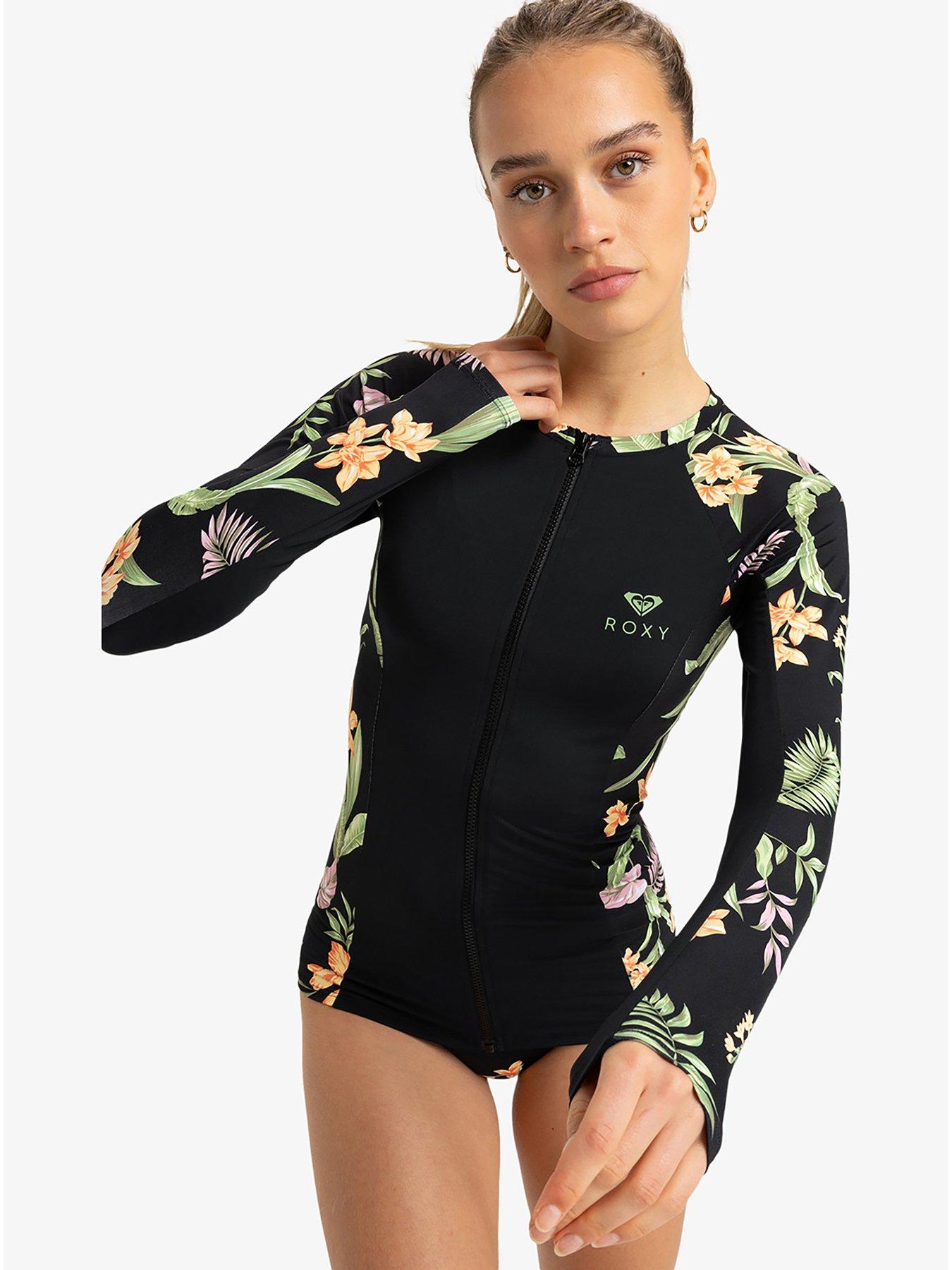 Roxy Womens Long Sleeve Zip Lycra Rashguard - Black