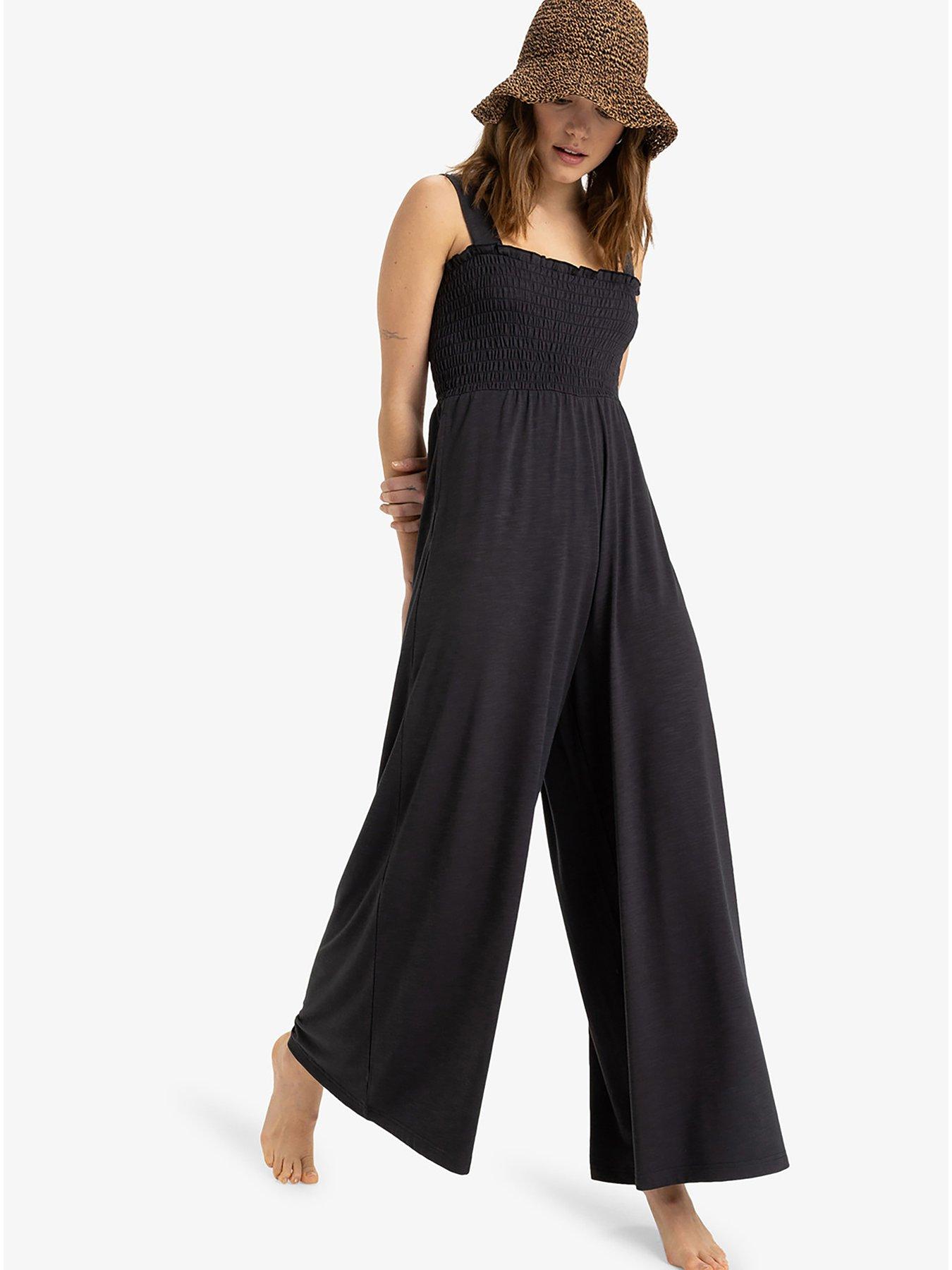 Roxy Womens Just Passing By Jumpsuit All-in-One - Black