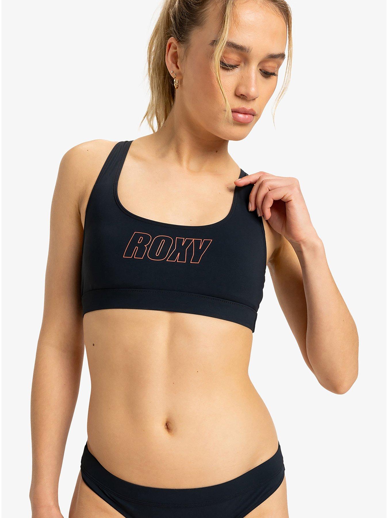 Roxy Womens Active Bralette Tank Separate Top Swimsuit - Black