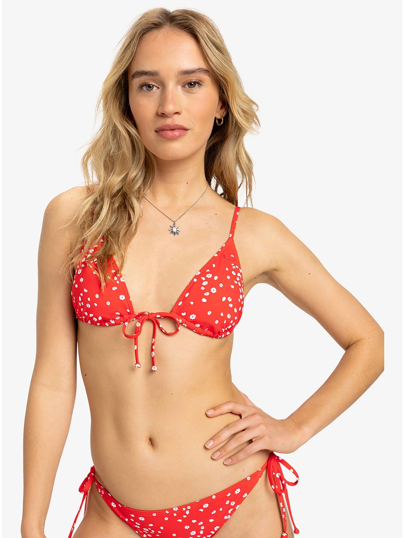 Roxy Womens Beach Classics Strappy Triangle Separate Top Swimsuit, Red, Size Xs, Women