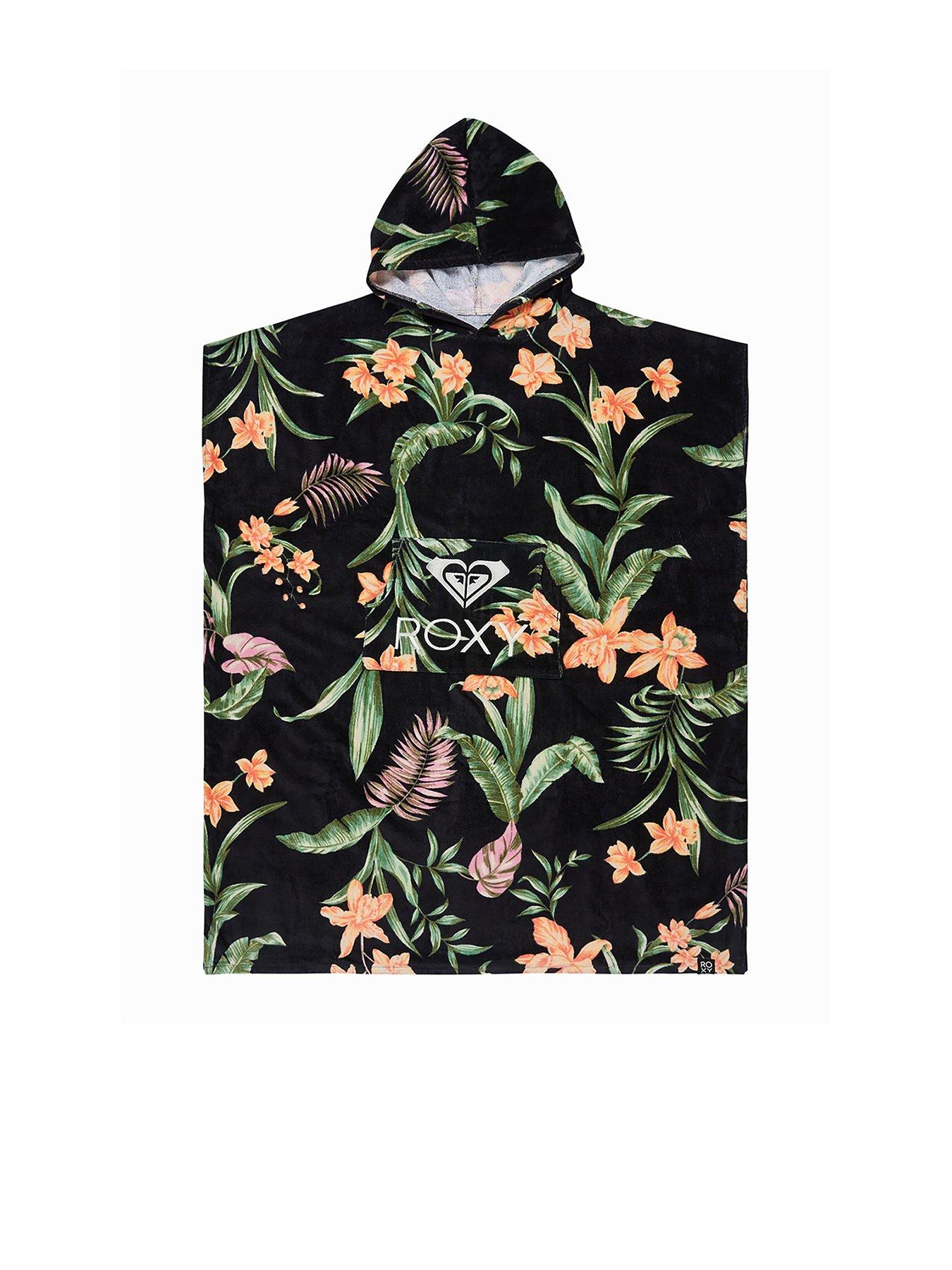 Roxy Womens Stay Magical Printed Hooded Towel - Black