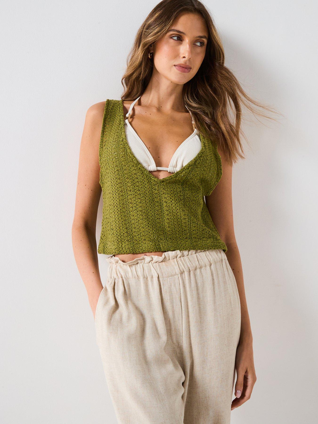 undefined Womens Sky Above Tops Swim Coverup - Green