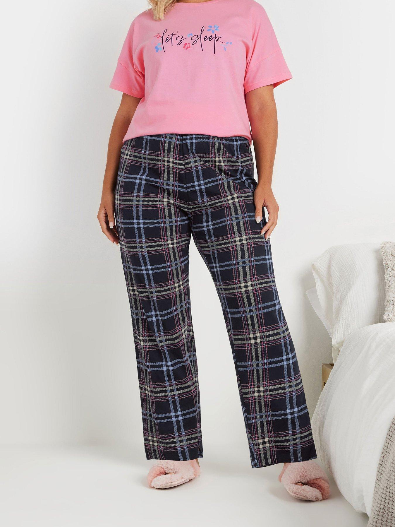 undefined Curve Check Wide Leg Pj Pant - Multi