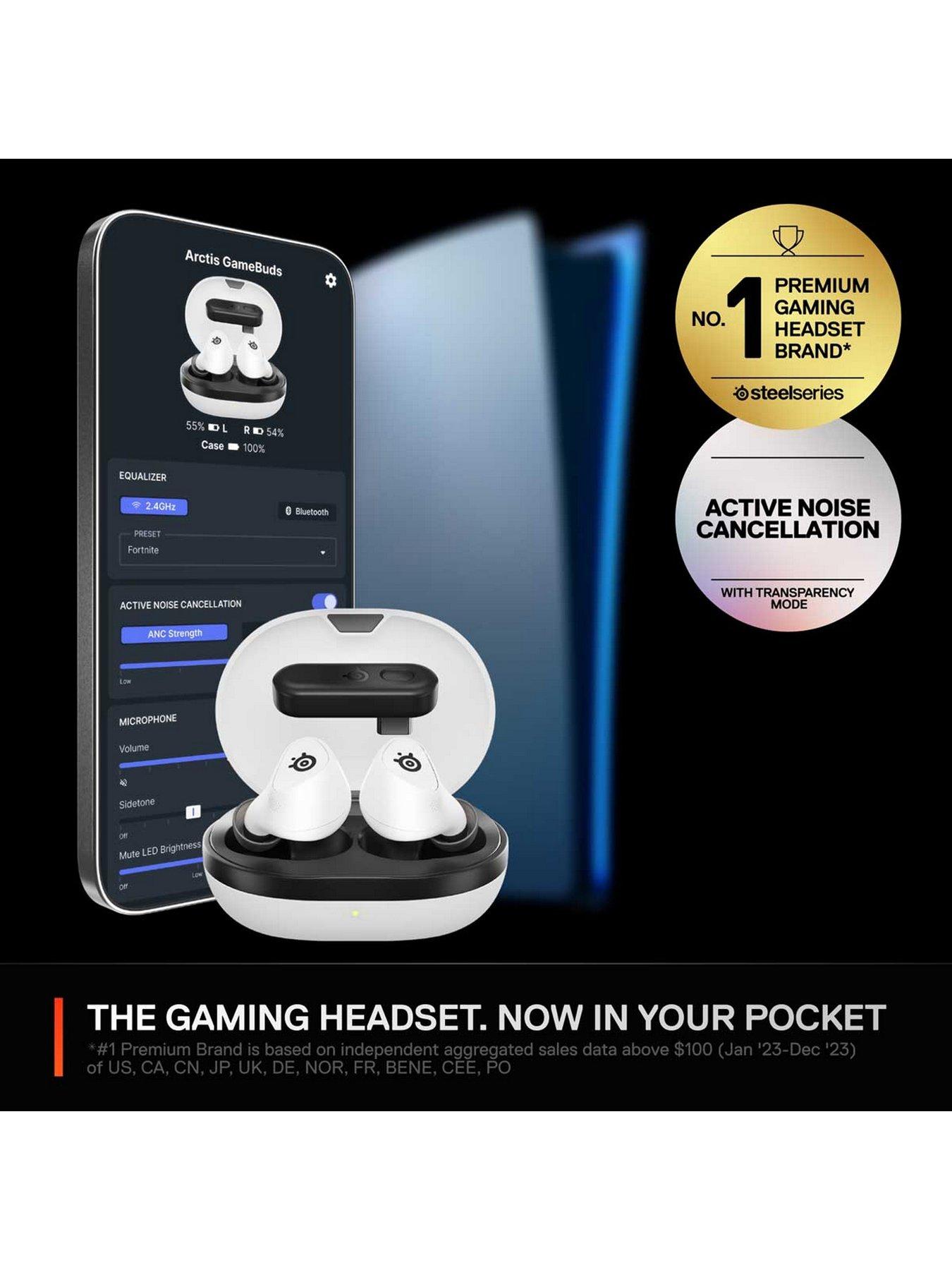 Image 4 of 7 of SteelSeries Arctis GameBuds for Playstation, Wireless Gaming Earbuds, White.