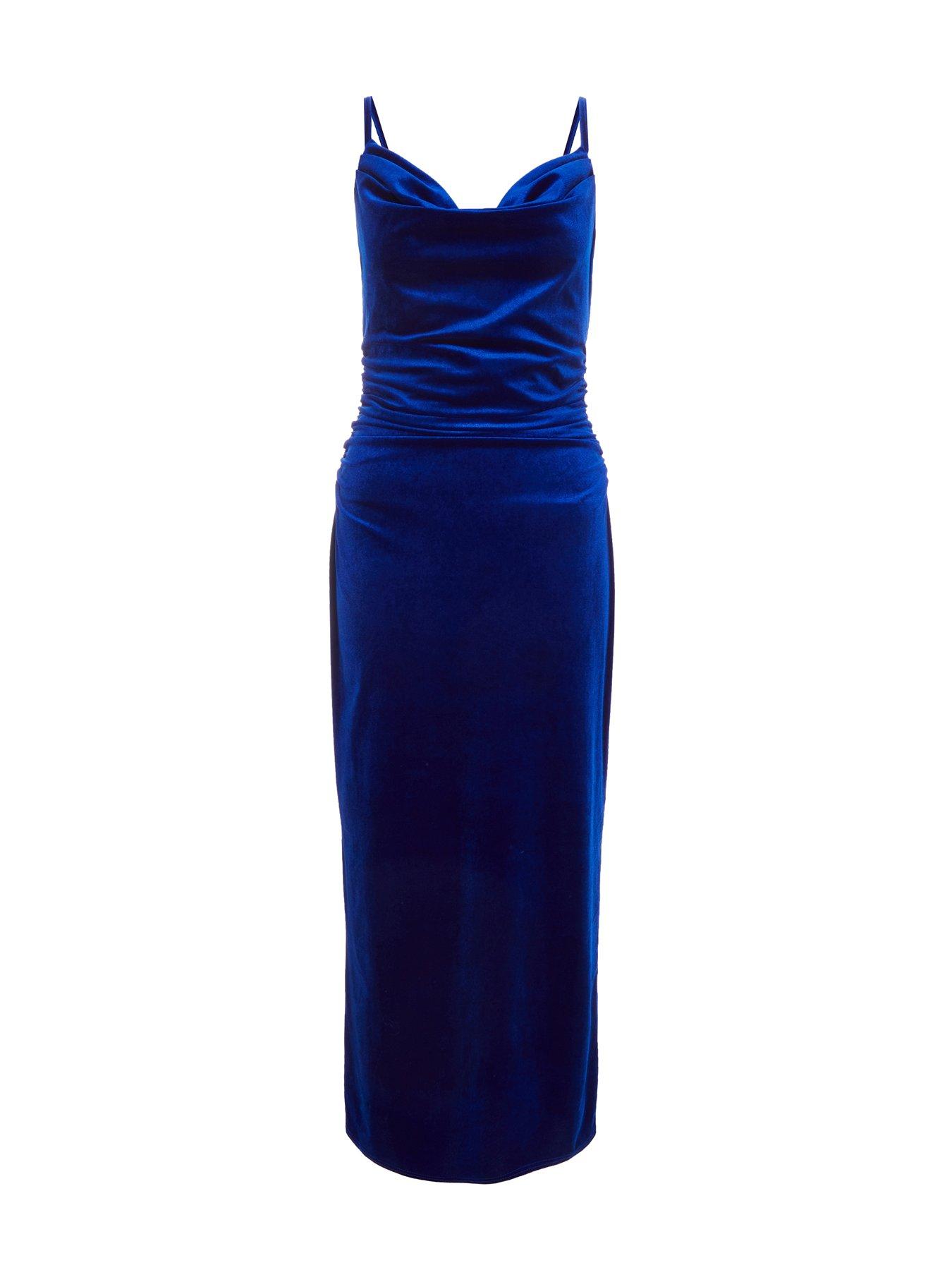 Navy velvet midaxi dress