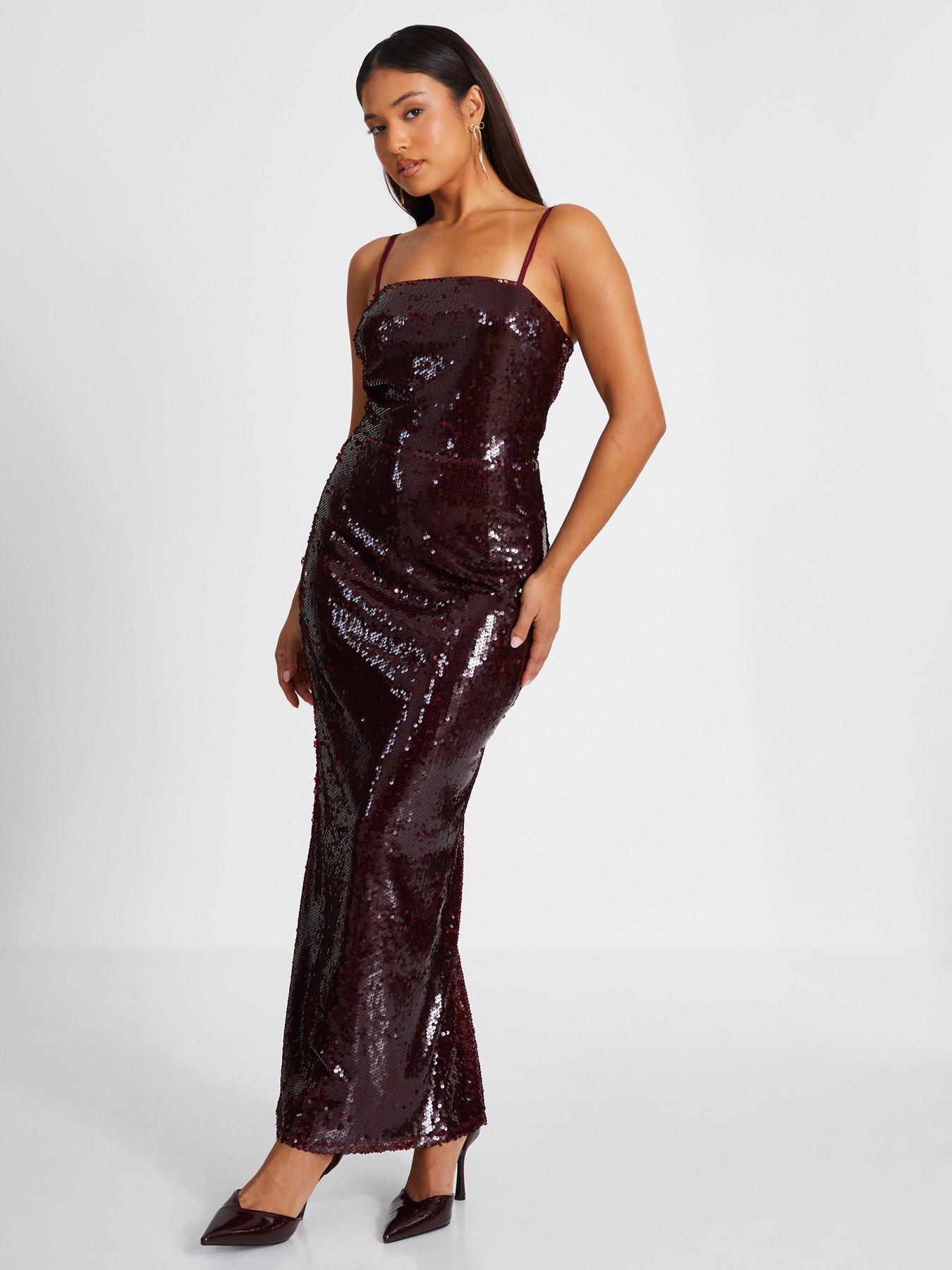 strapless open back dress Celena Maxi Dress Burgundy Burnout main image 0
