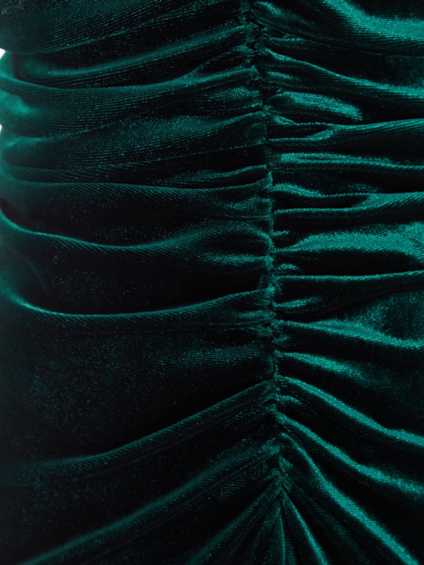 Image 6 of 6 of Quiz Petite Bottle Green Velvet Midaxi Dress