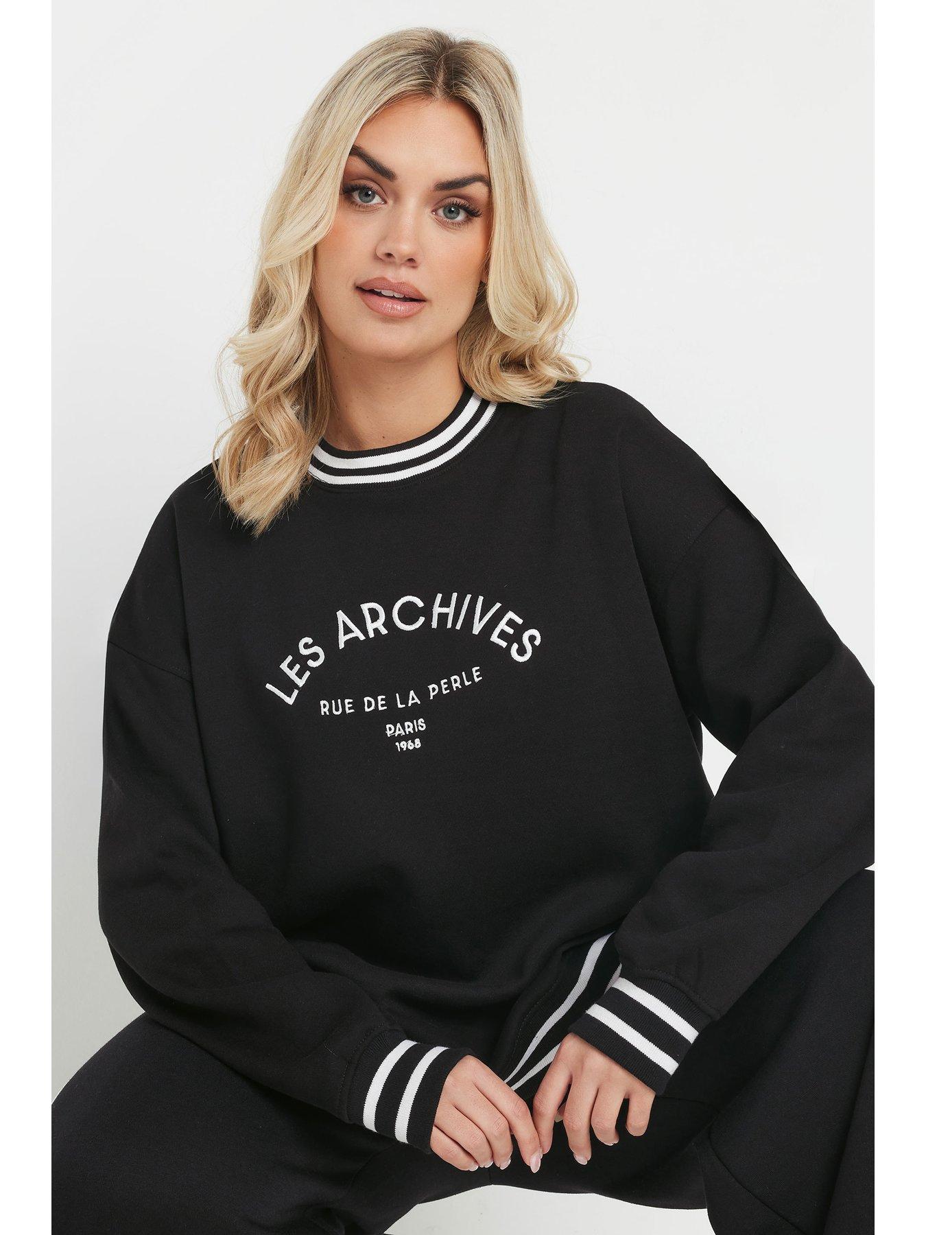 Image 4 of 4 of Yours Curve Les Archives Sweatshirt - Black