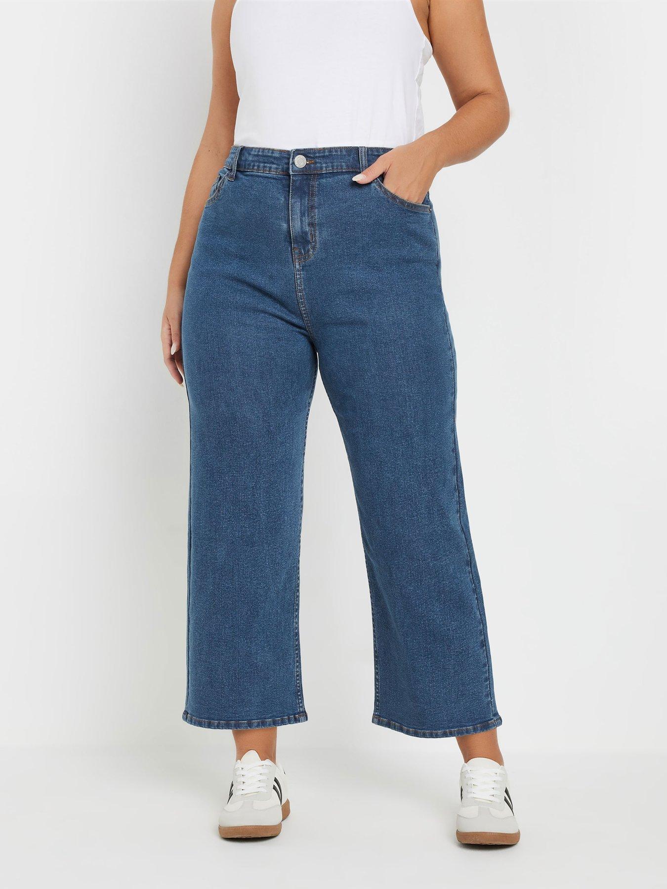 undefined Curve Wide Leg Crop Trouser - Blue