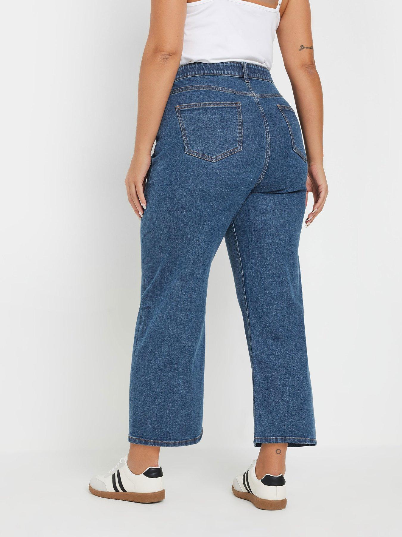 Image 2 of 3 of Yours Curve Wide Leg Crop Trouser - Blue