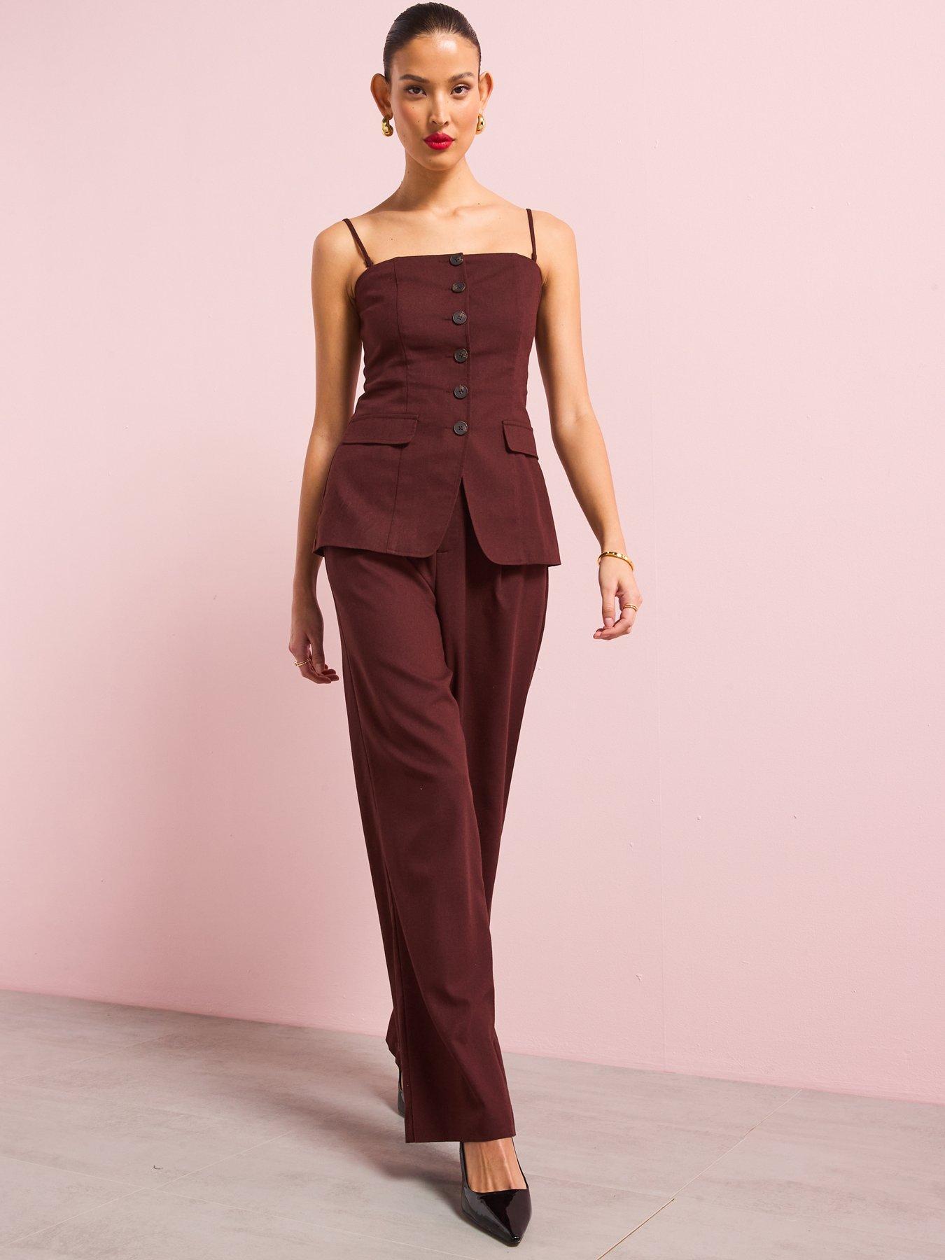 Image 4 of 6 of Style Cheat Linen Strapless Waistcoat - Chocolate