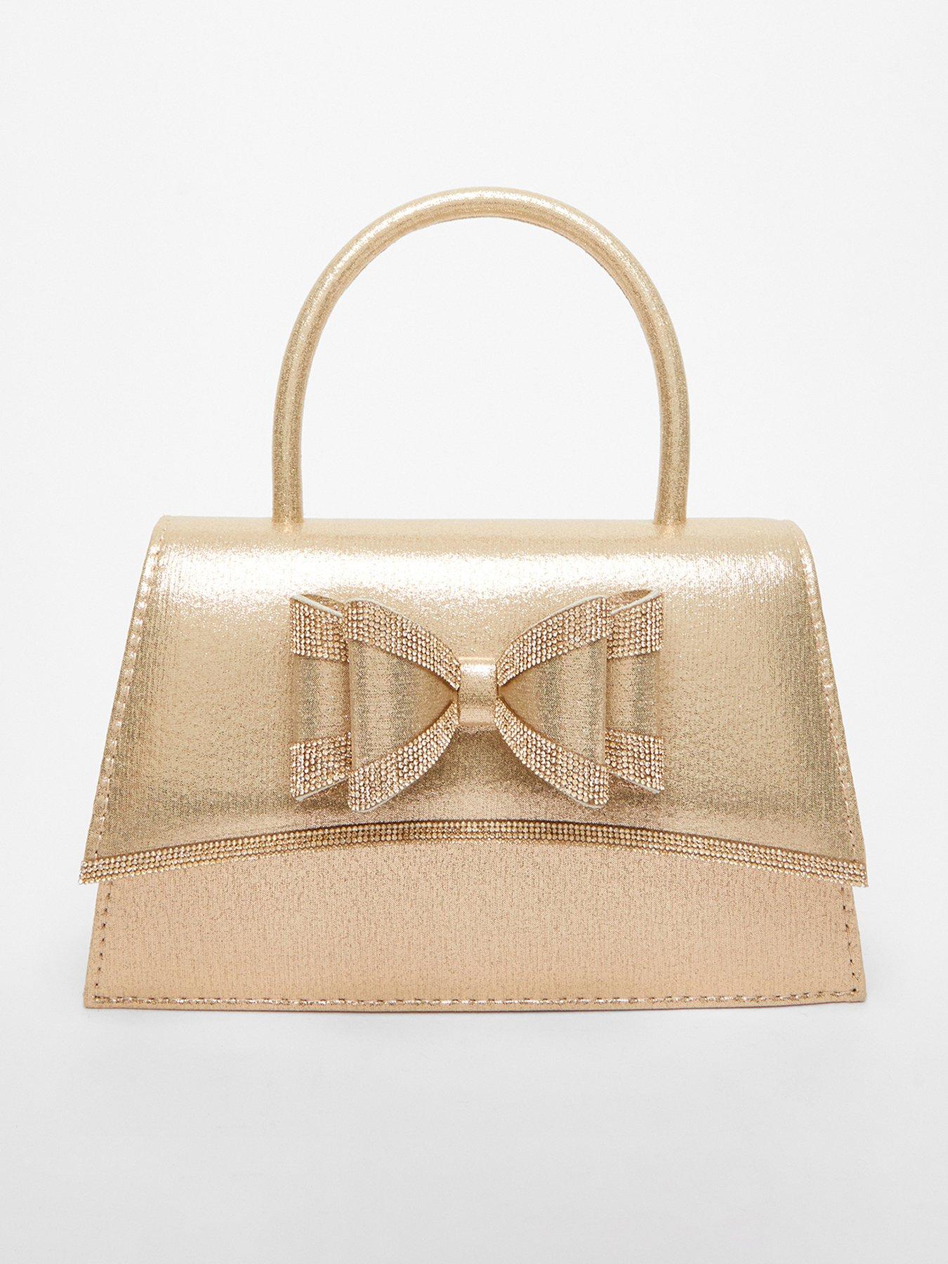 undefined Gold Diamante Bow Bag